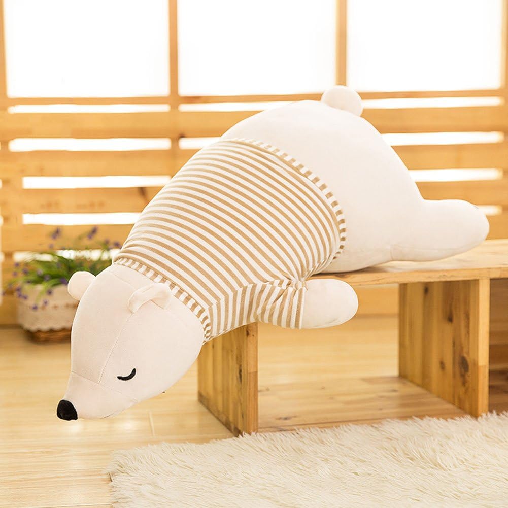 White 14-inch Stuffed Polar Bear Sleepy Plush Toy for Kids Adults