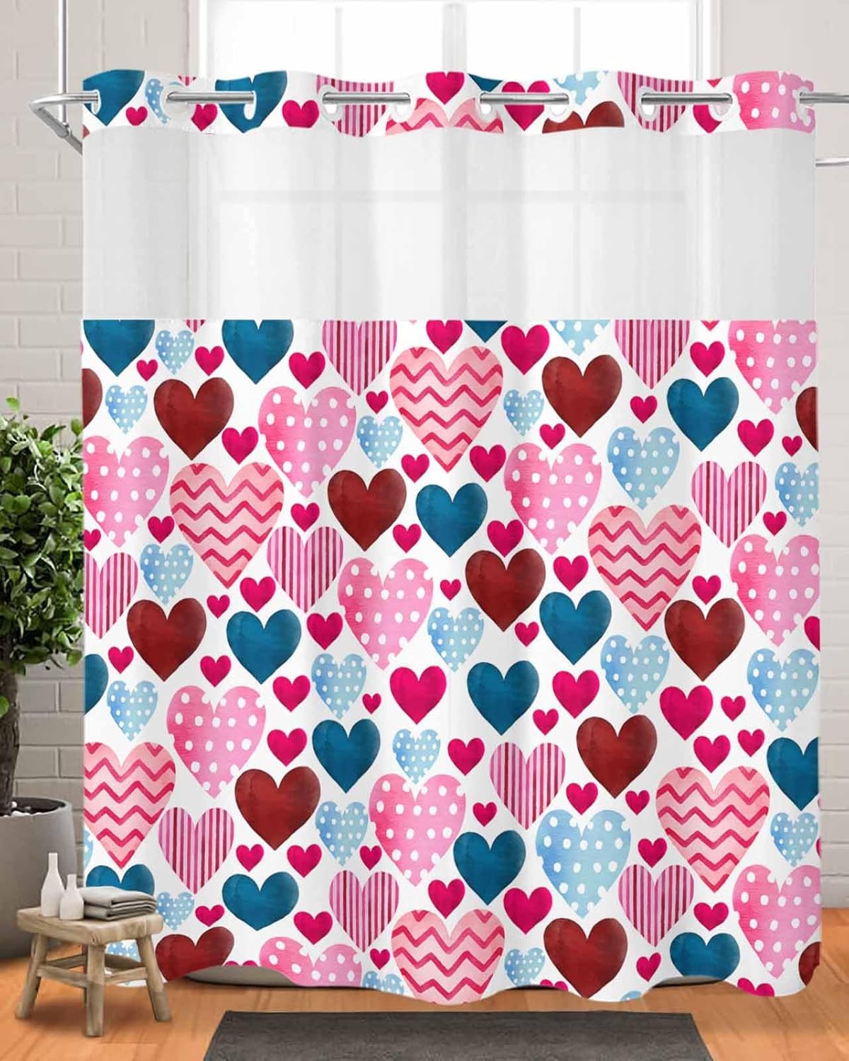 No-Hook Shower Curtain Set
