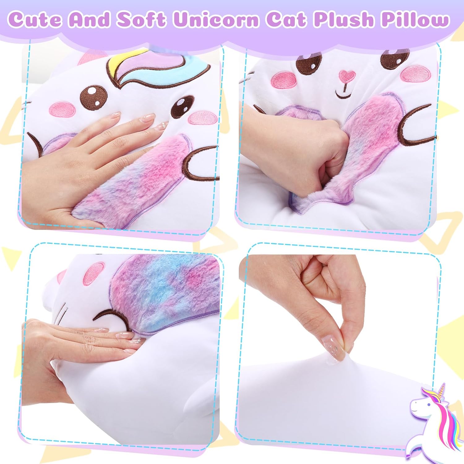 14 Inch Unicorn Cat Plush Pillow for Kids