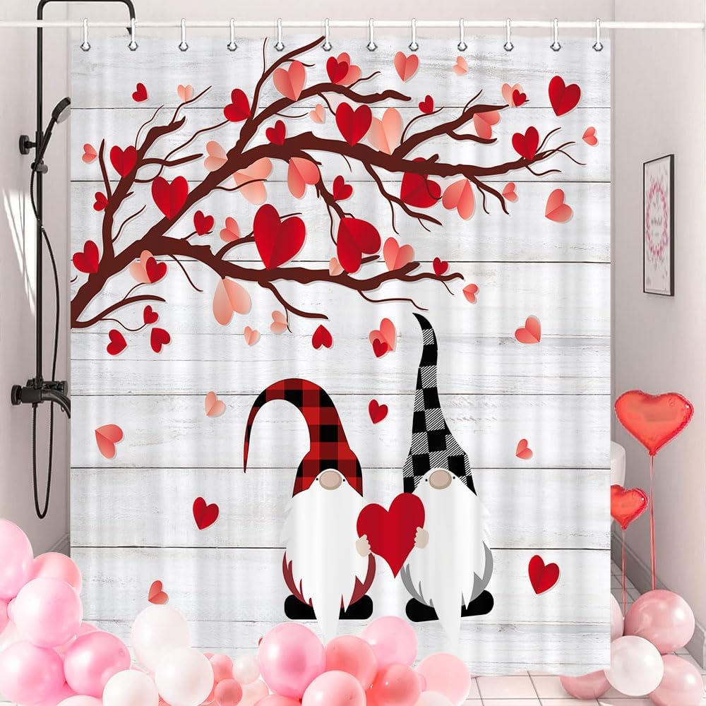 JAWO Valentines Day Shower Curtain
