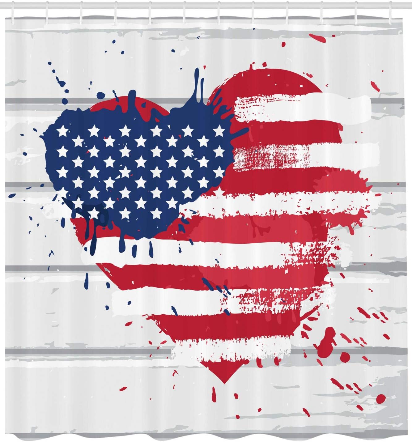 Ambesonne Americana 69 W x 70 L USA Flag Heart Shower Curtain