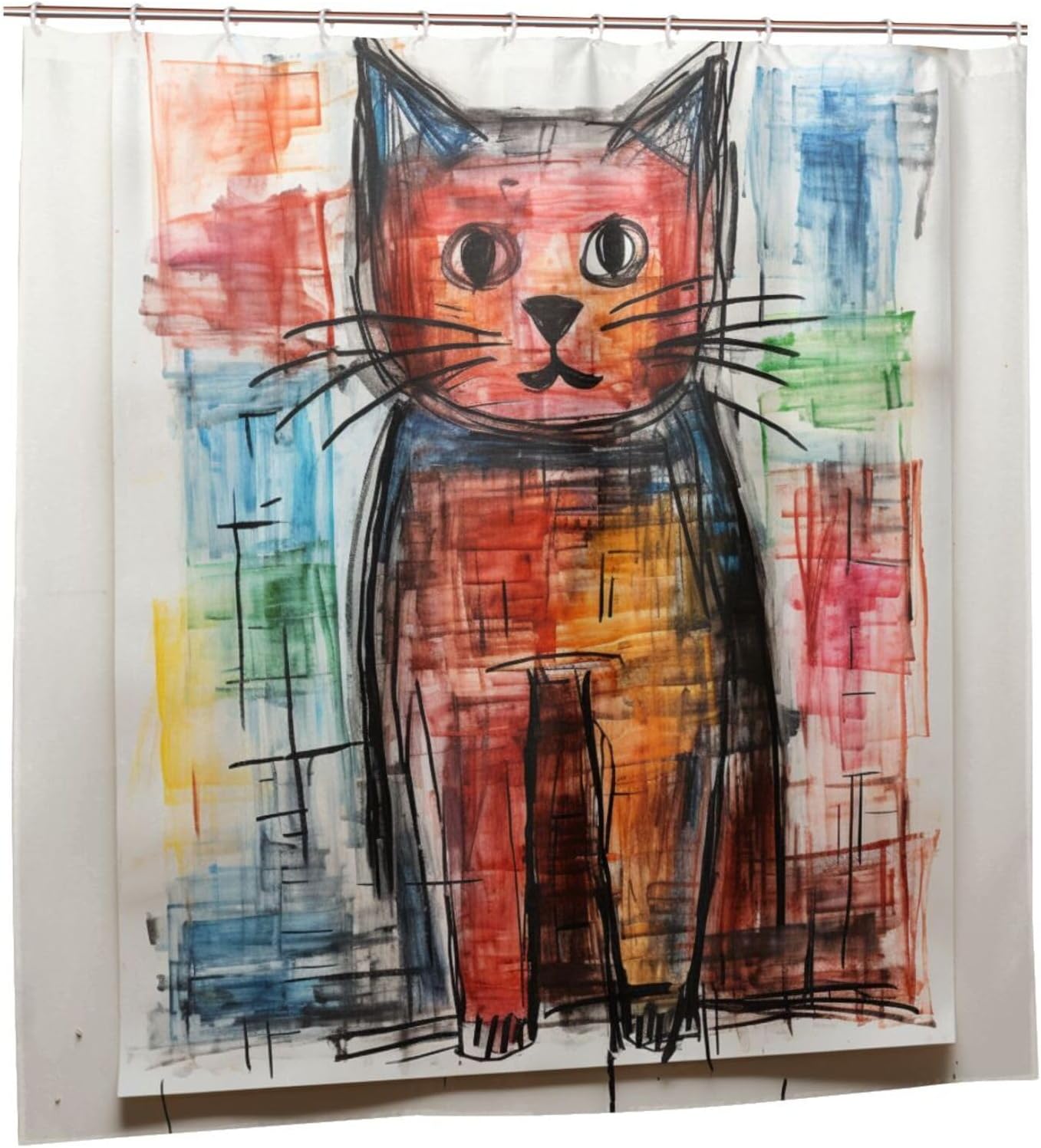 12 Piece Creative Crayon-Inspired Bathroom Shower Curtain Set for Home