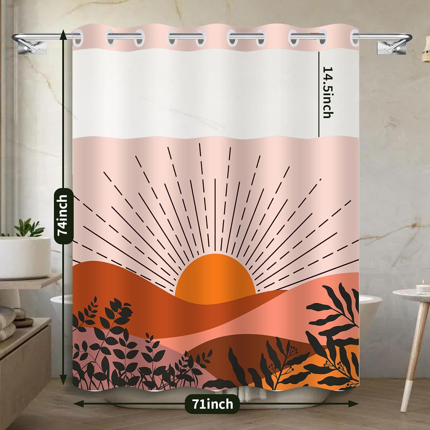 No Hook Boho Shower Curtain