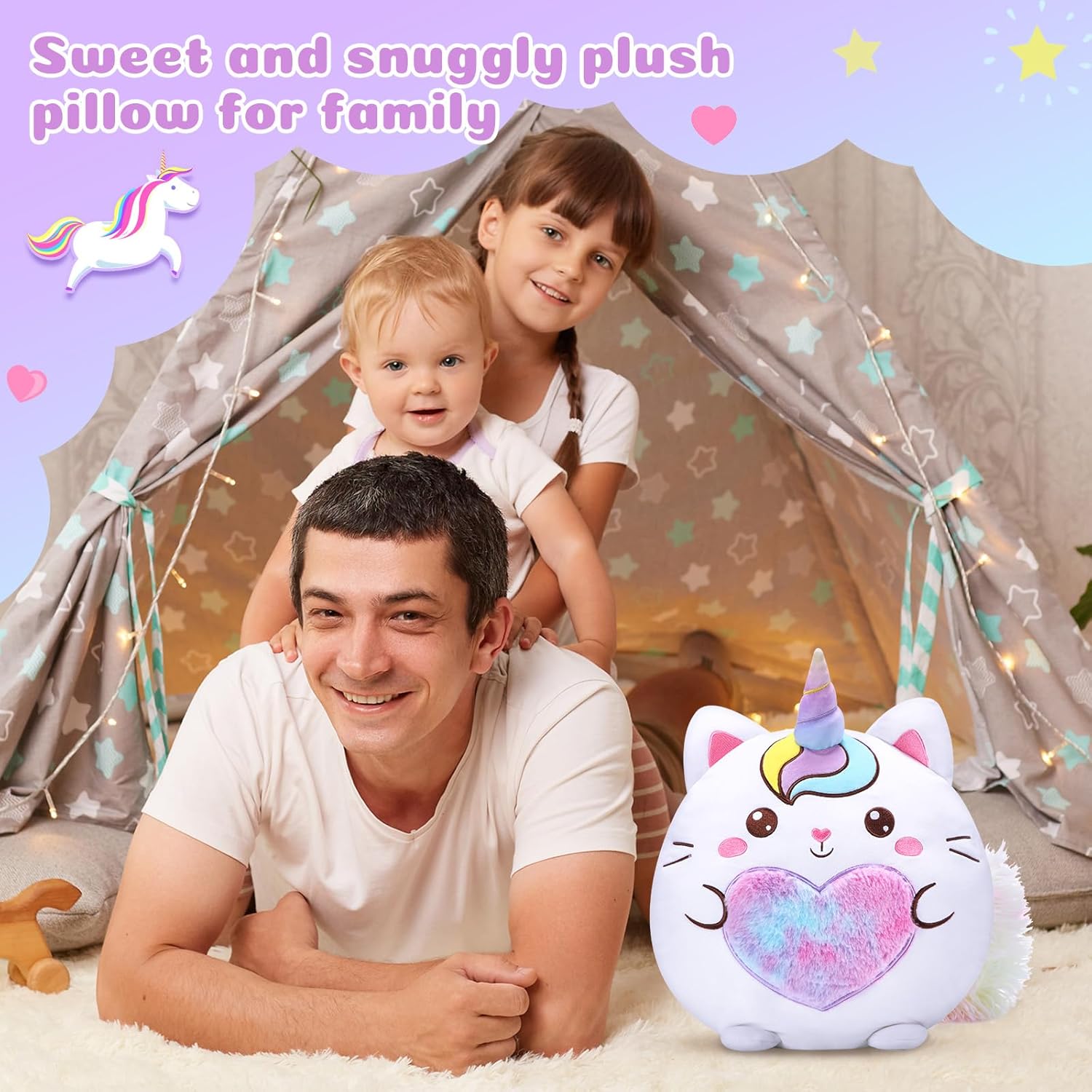 14 Inch Unicorn Cat Plush Pillow for Kids