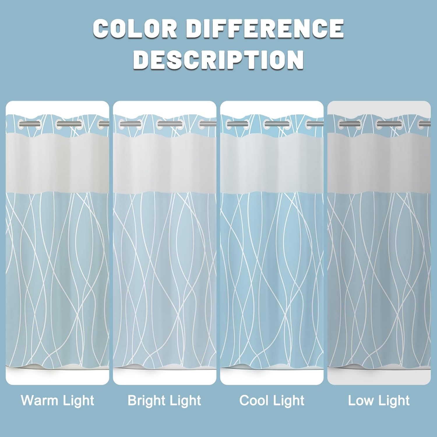 Sleek Blue Striped Shower Curtain Set