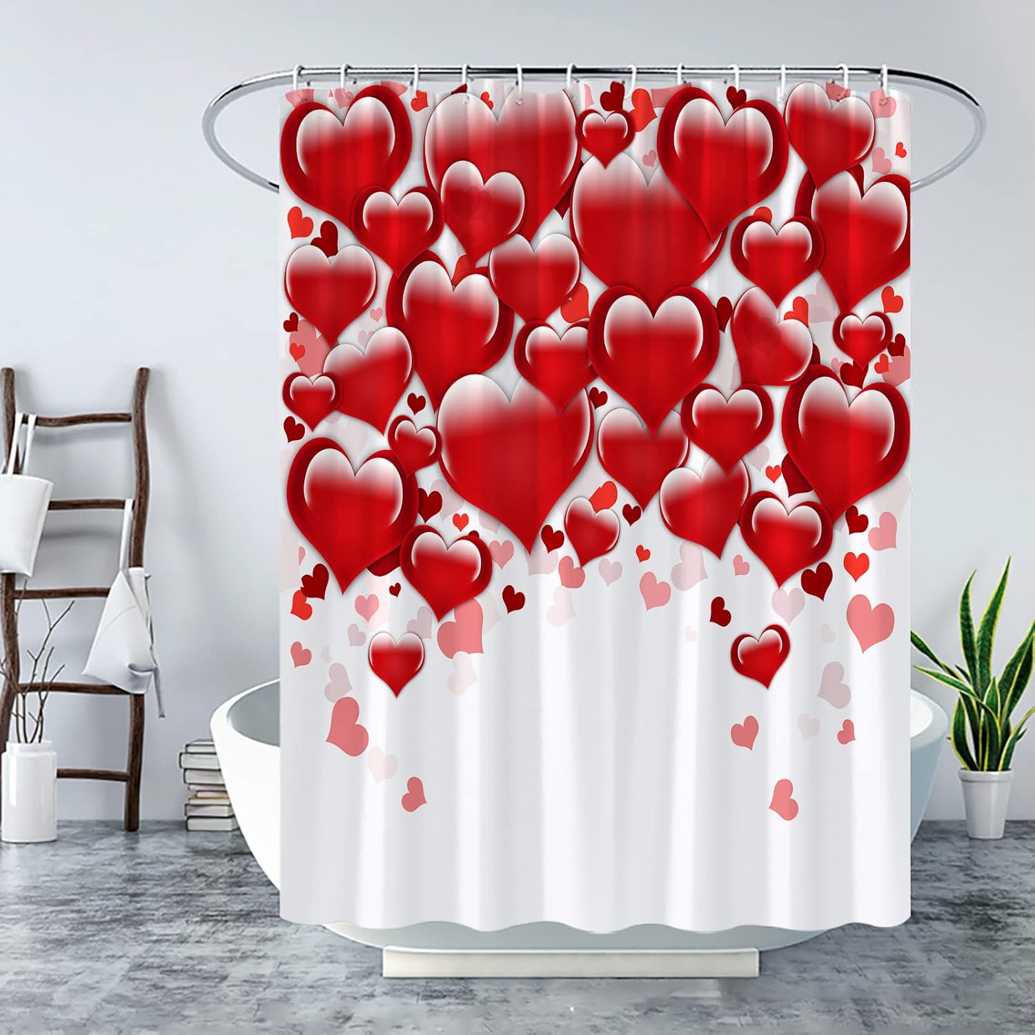 Exquisite Heart-shaped Red Shower Curtain for Valentines Day