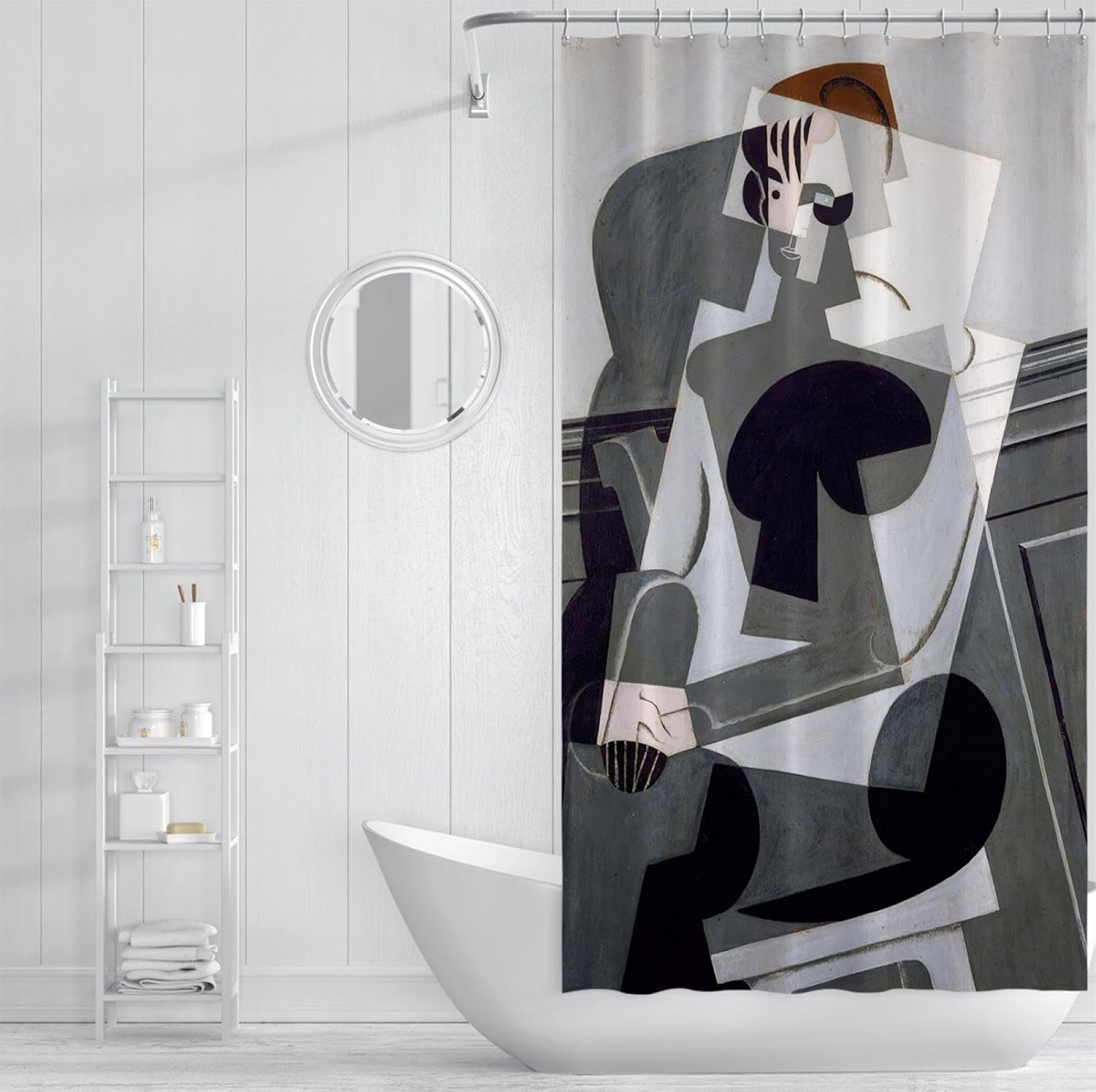 Modern Abstract Art Shower Curtain with Hooks