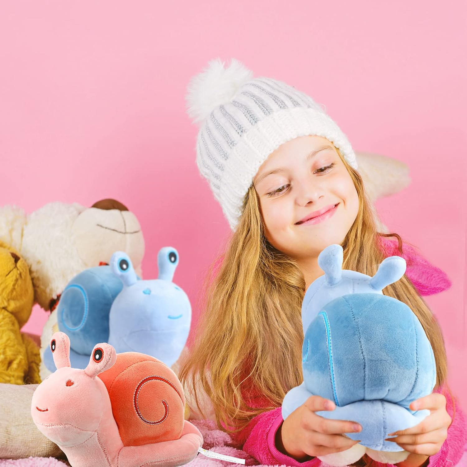 Two-Piece Civaner Pink Blue Snail Plush Pillow