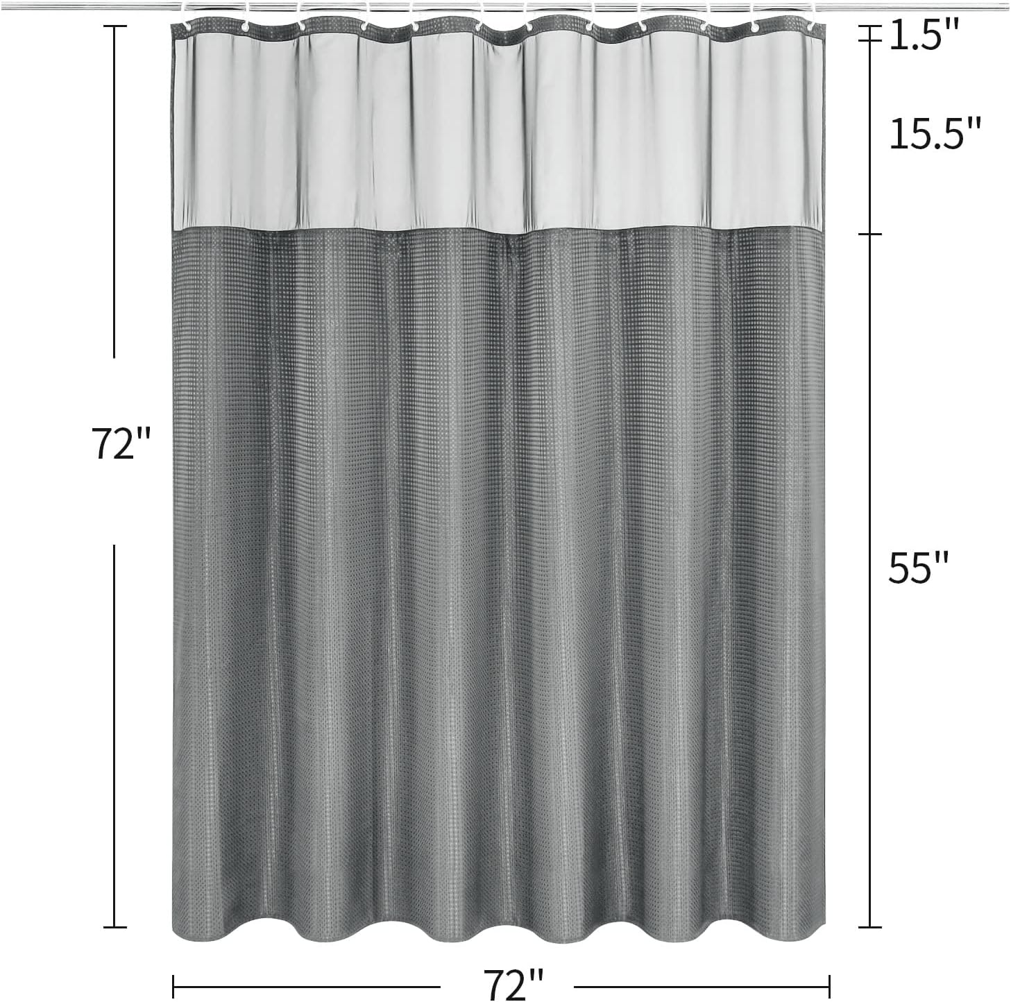 MitoVilla Grey Waffle Shower Curtain Set Luxury Heavy Duty for Relaxation