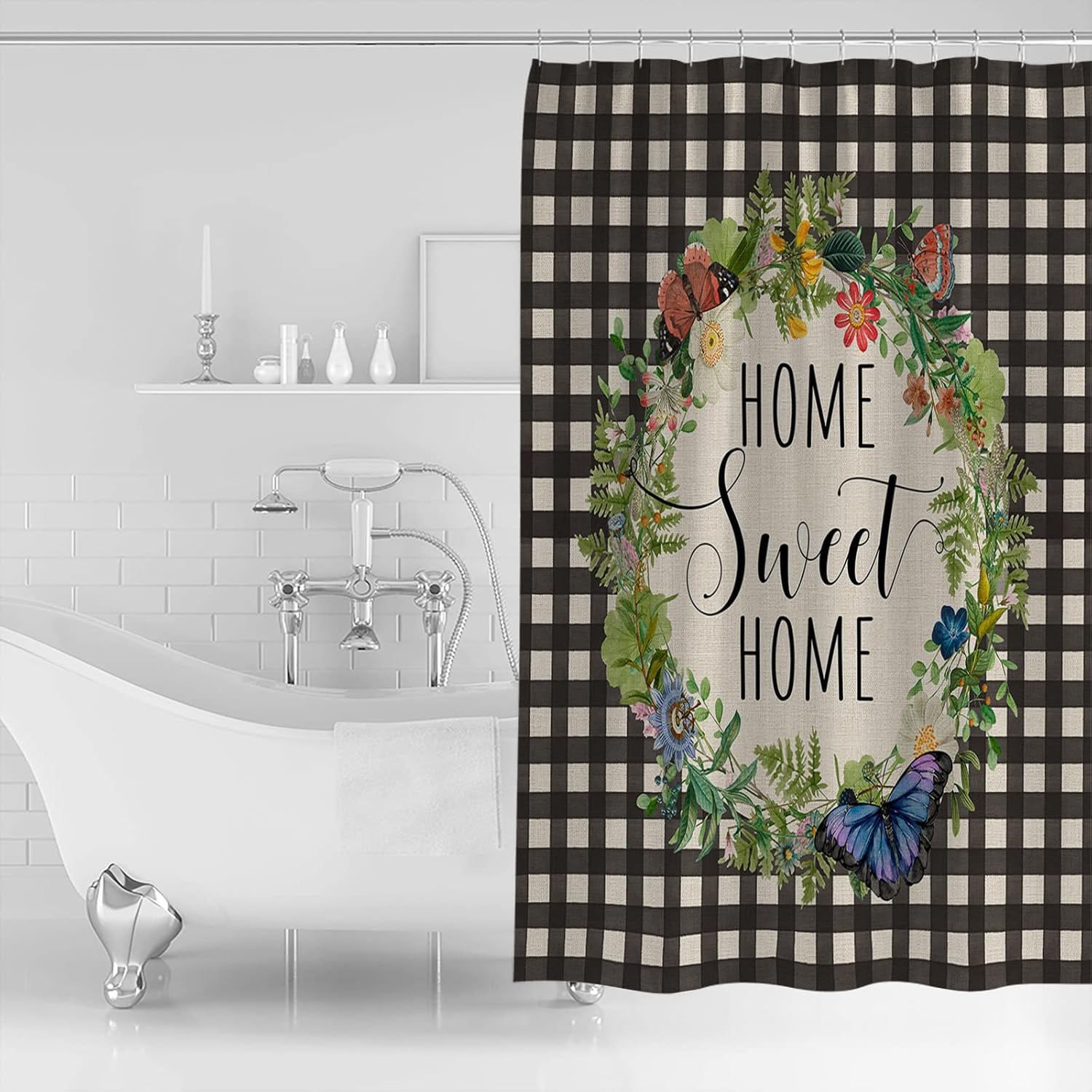 Home Sweet Home 36x72 Polygons shower curtain waterproof elegant washable