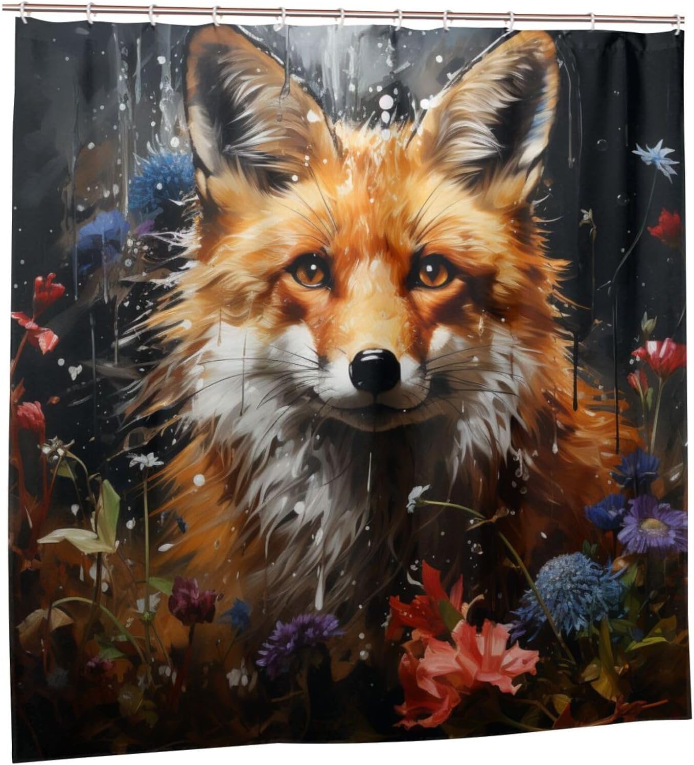 DAOWANGZUO Brown Fox Shower Curtain Set