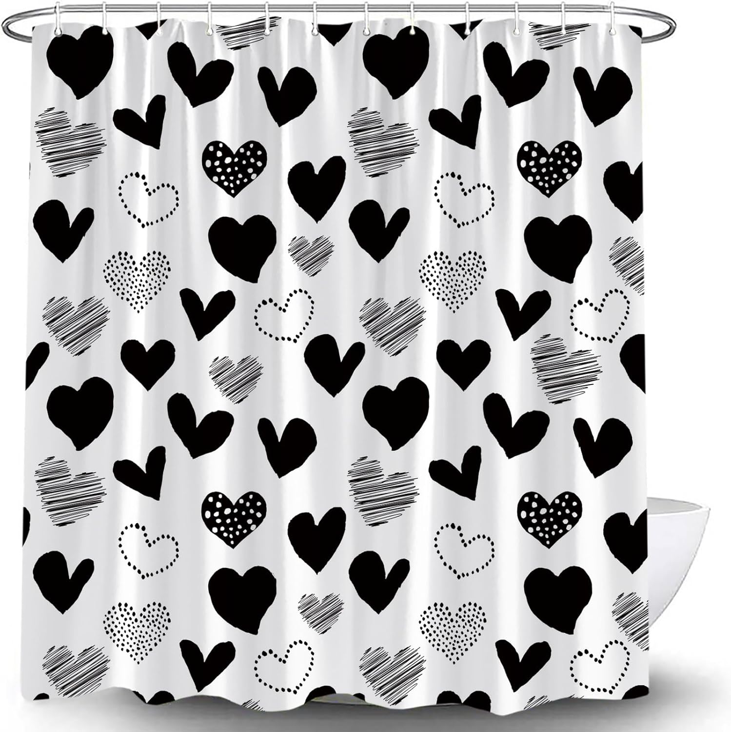 Valentines Heart Bath Shower Curtain