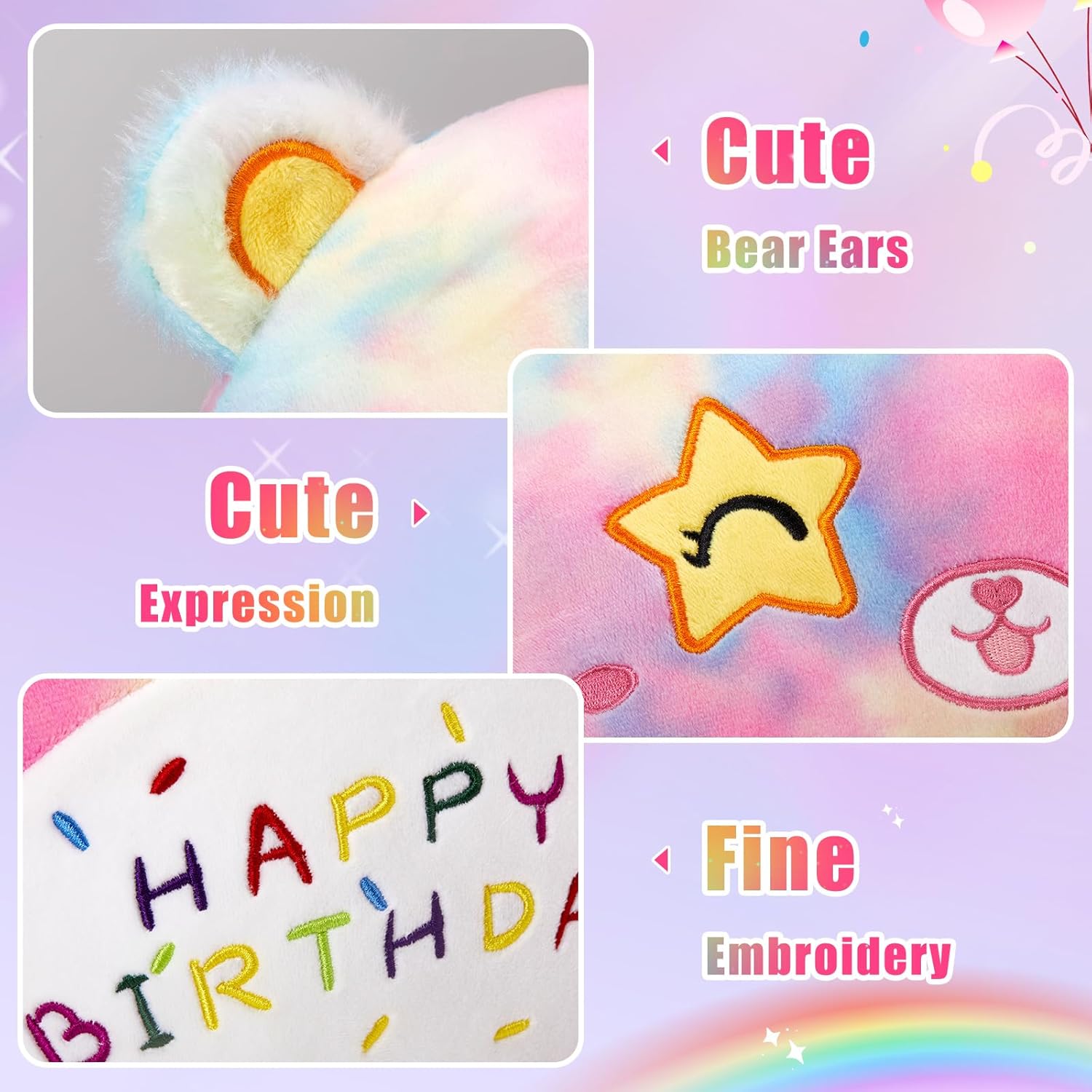 Happy Birthdays with Peace Bear Plush Pillow