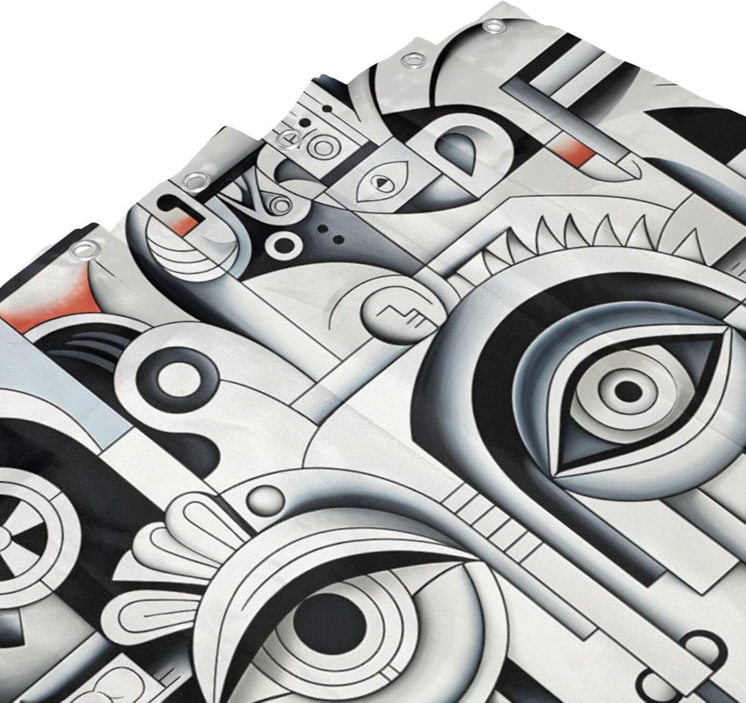Abstract Face Boho Shower Curtain Set72x72 in
