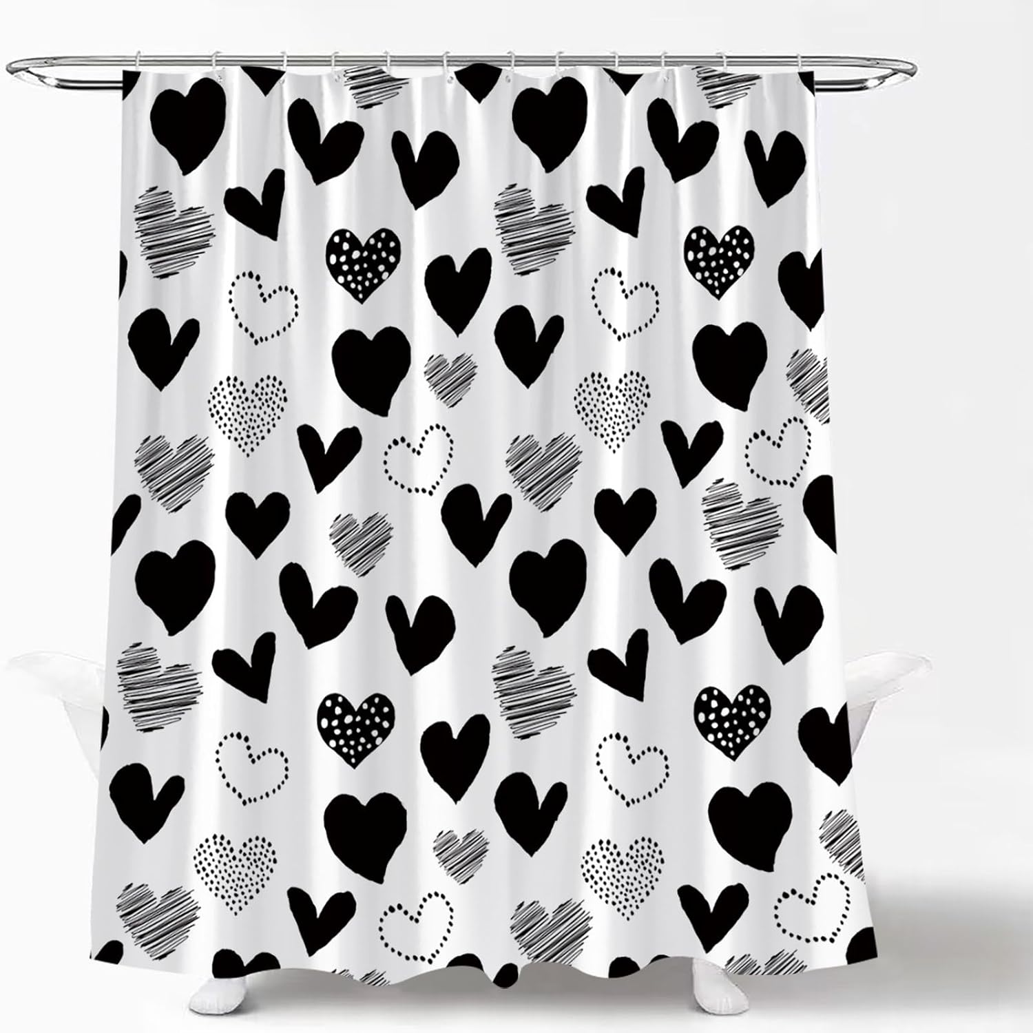 Valentines Heart Bath Shower Curtain