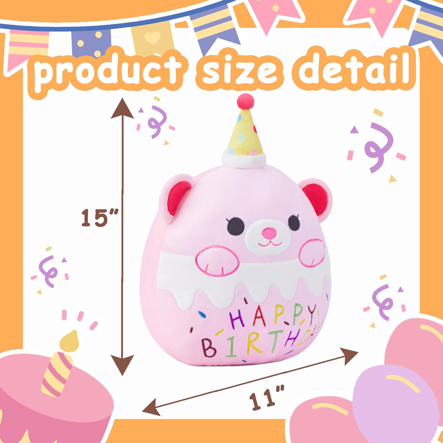 Large Teddy Bear Plush Pillow Stuffed Animal Toy Happy Birthday Choice