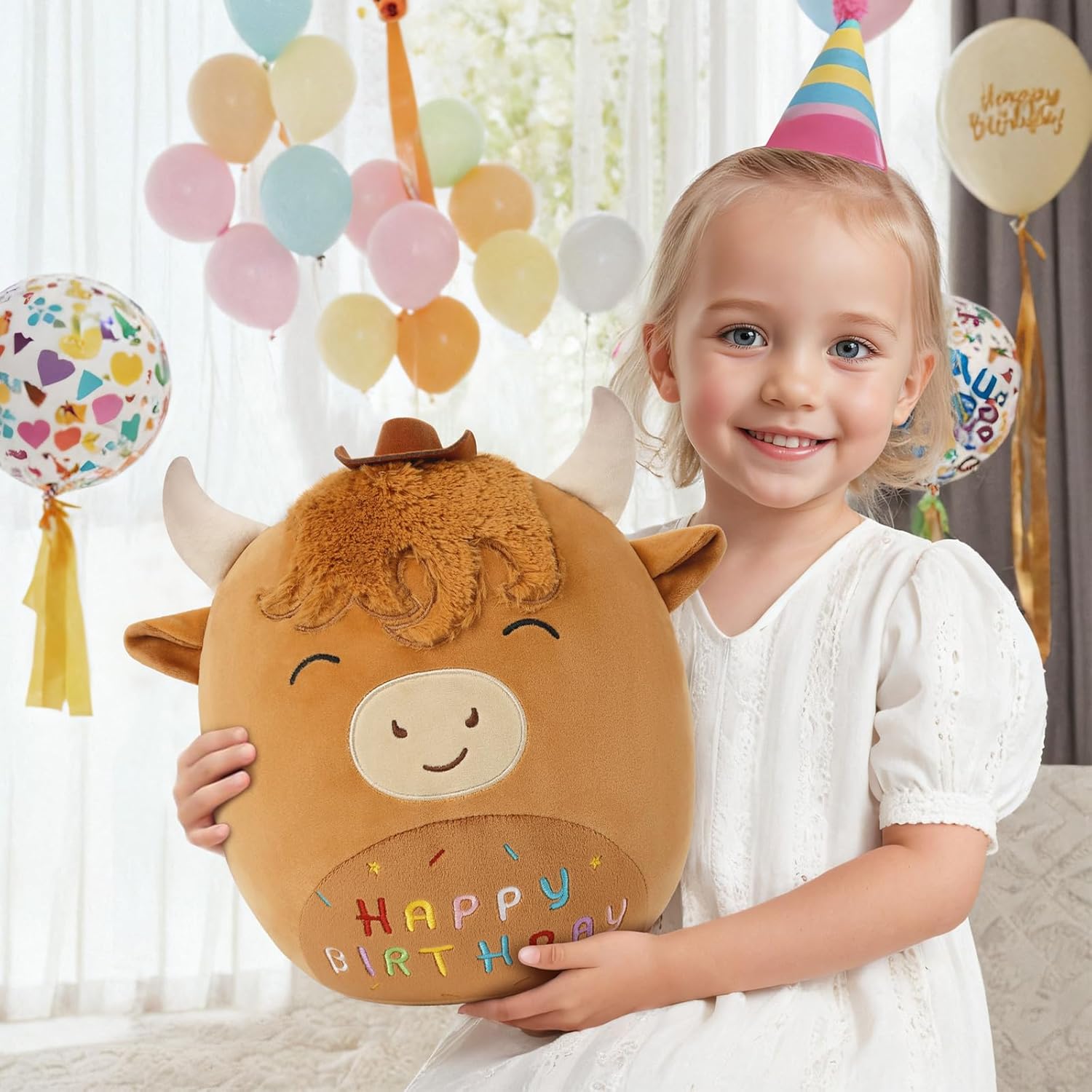 Cuckool 14 Highland Cow Stuffed Animal Plush Pillow Perfect Birthday Gift