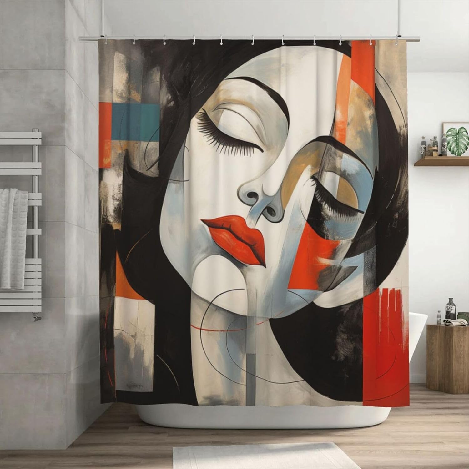 DAOWANGZUO Abstract Girl Boho Shower Curtain Set 72x72in