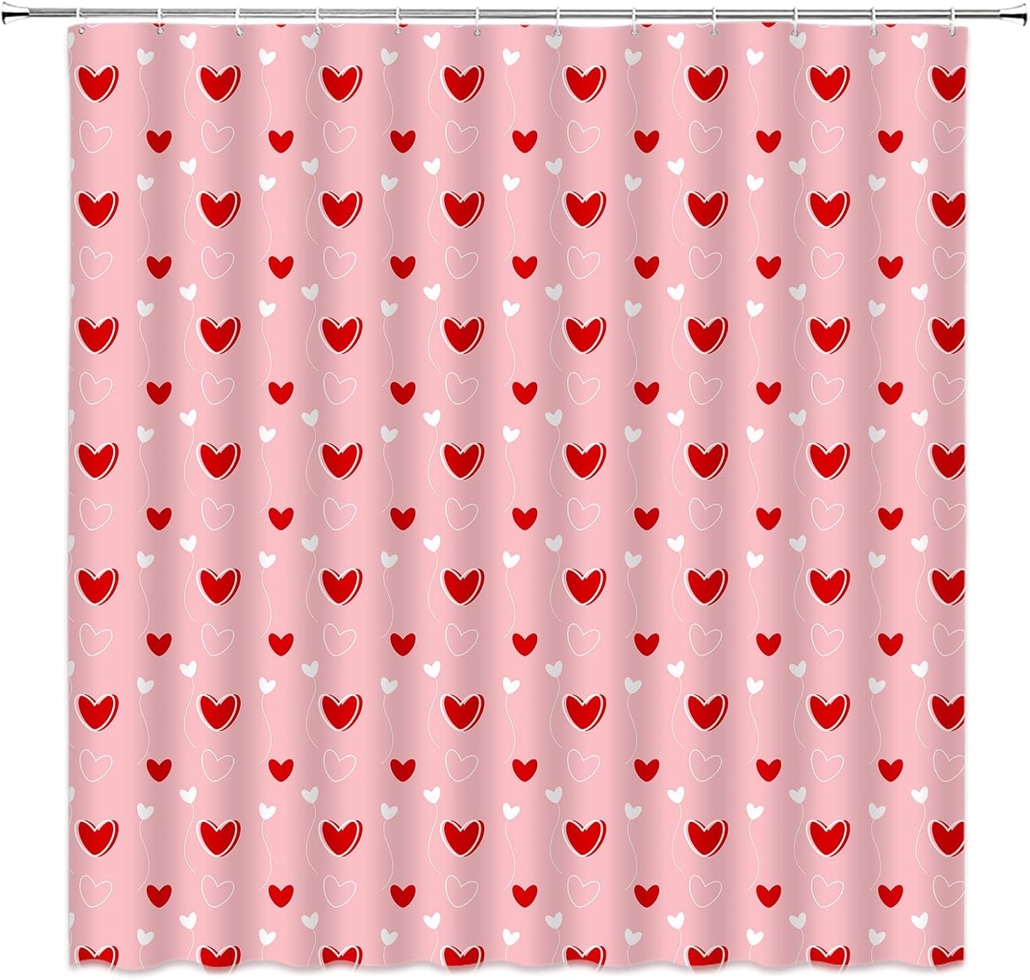 Cute Heart Valentines shower curtain set 70x70 inches 180x180cm