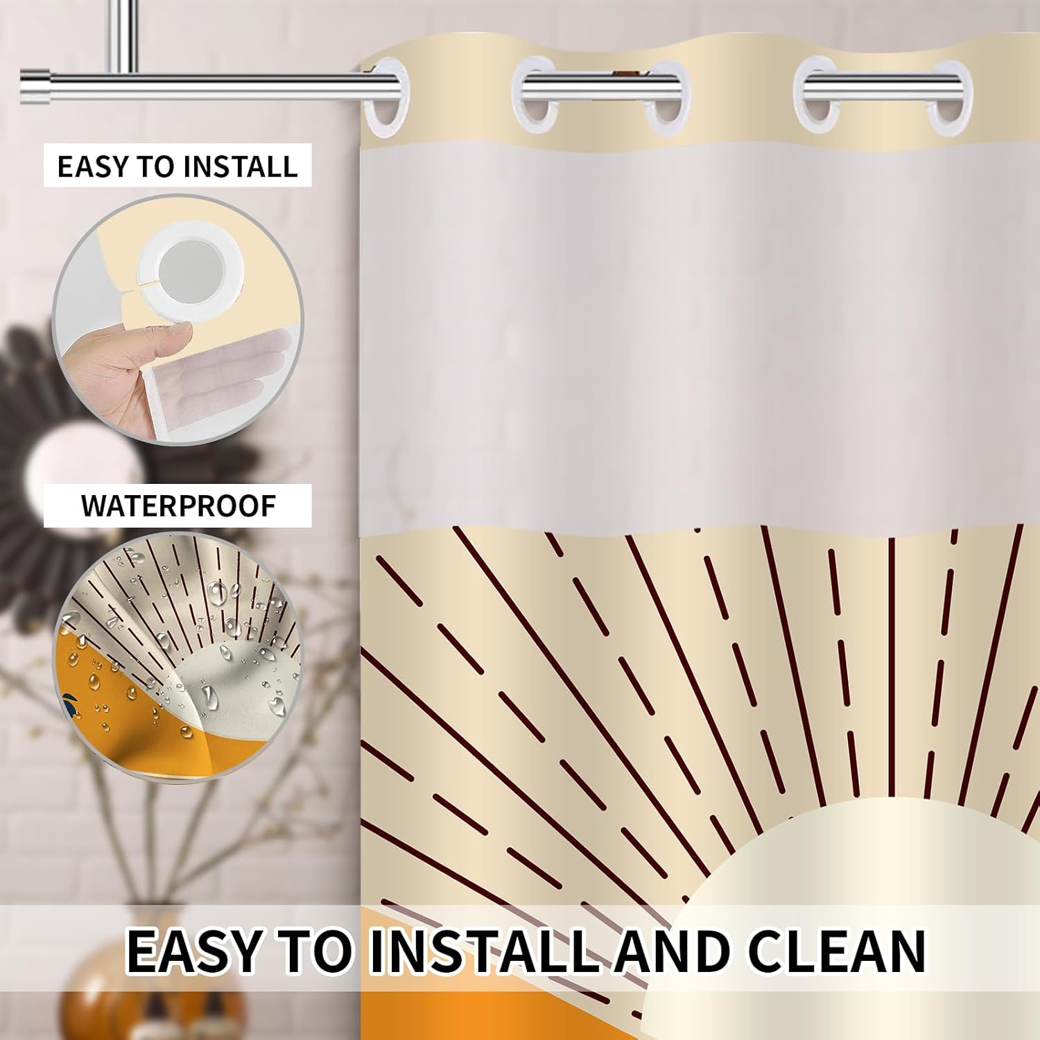 Sleek Yellow Boho Shower Curtain Perfect for Any Decor