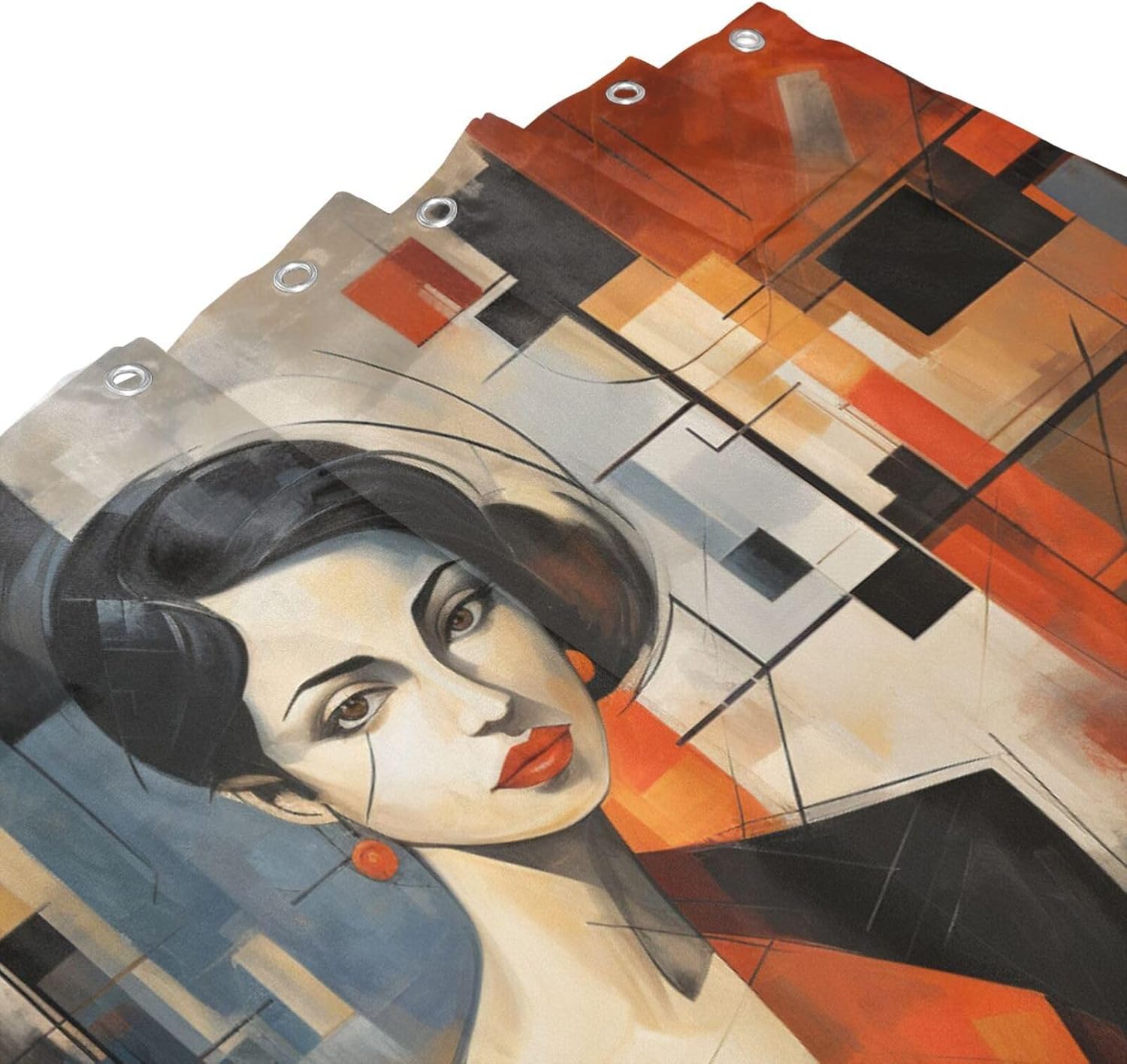 DAOWANGZUO Female Face Abstract Shower Curtain Set Luxury Oil Painting Design 72x72in