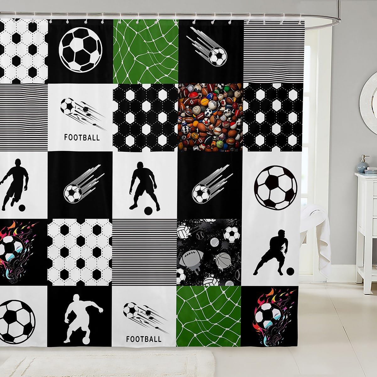 Waterproof Basketball Court Bartter Room 78 x 72 Shower Curtains
