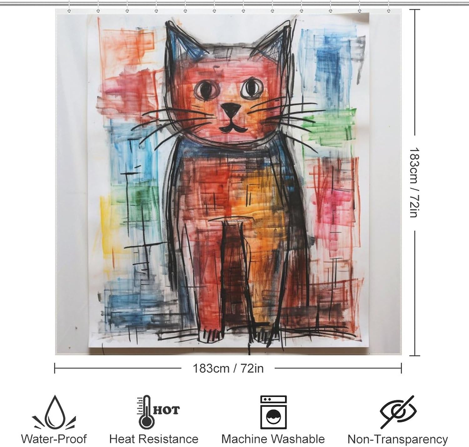 12 Piece Creative Crayon-Inspired Bathroom Shower Curtain Set for Home