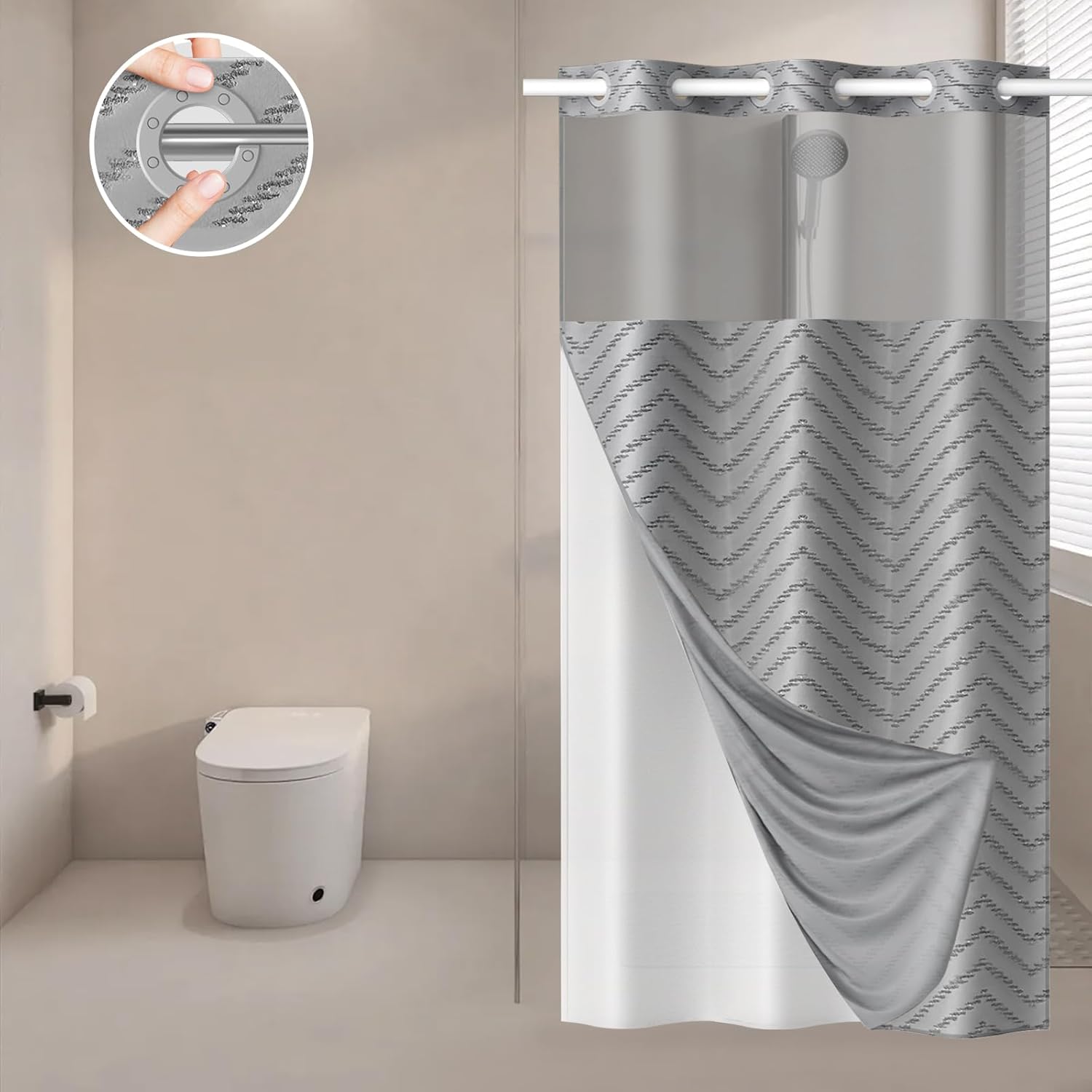 Aikku Small Stall Shower Curtain Set Eco-Friendly Durable for Home Travel