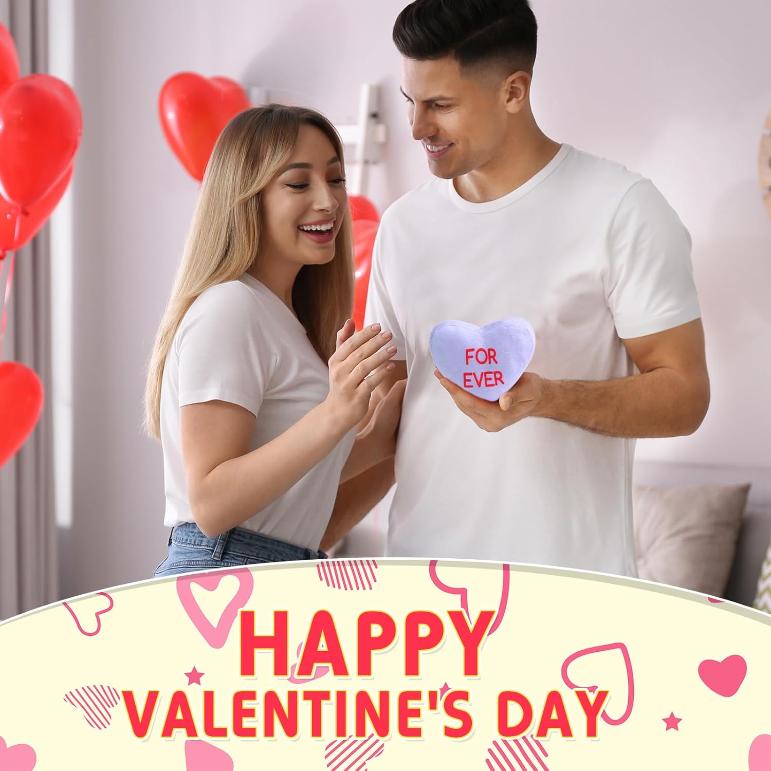 PullCrease 48 Pcs Conversation Heart Plush Pillow for Valentines Day