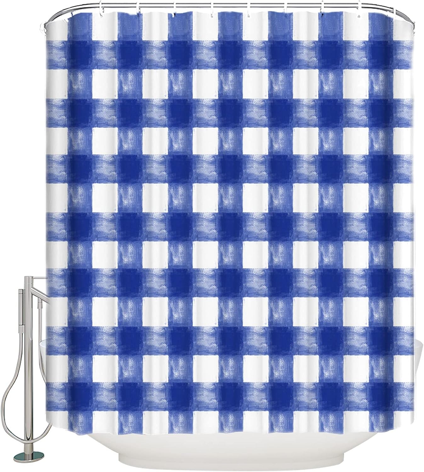 Savannan Watercolor Check Shower Curtain Set