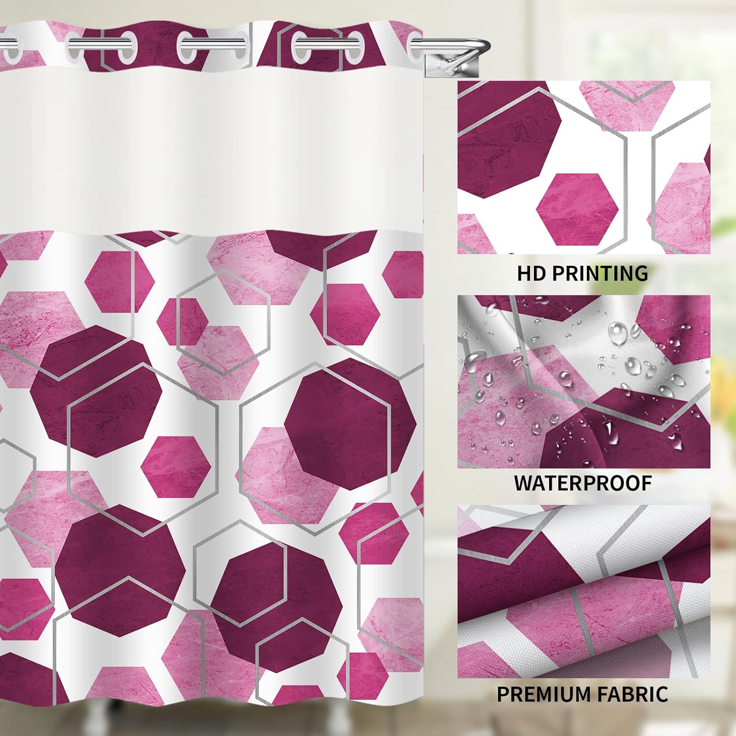 Luxury Purple Geometric Shower Curtain