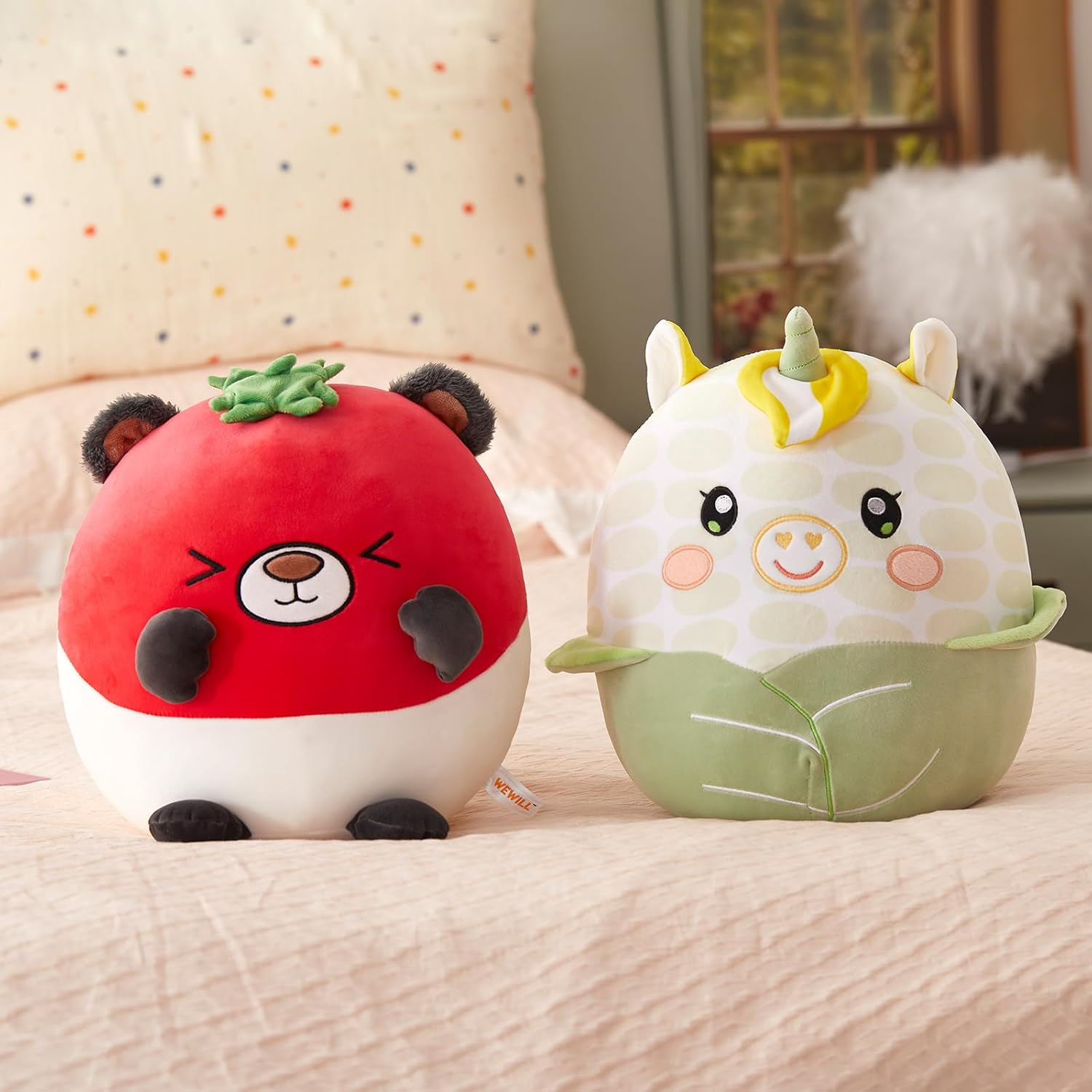 WEWILL 12 Inch Cute Tomato Bear Plush Pillow Toy