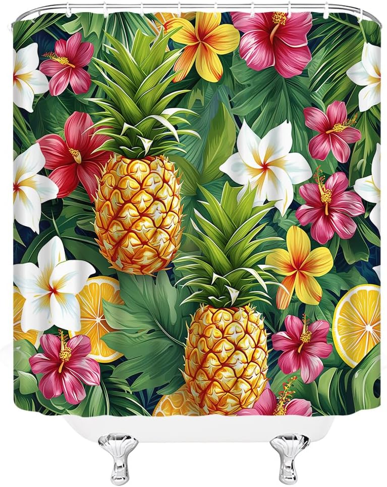 Ergonomic Pineapple Shower Curtain Exquisite tropical Design
