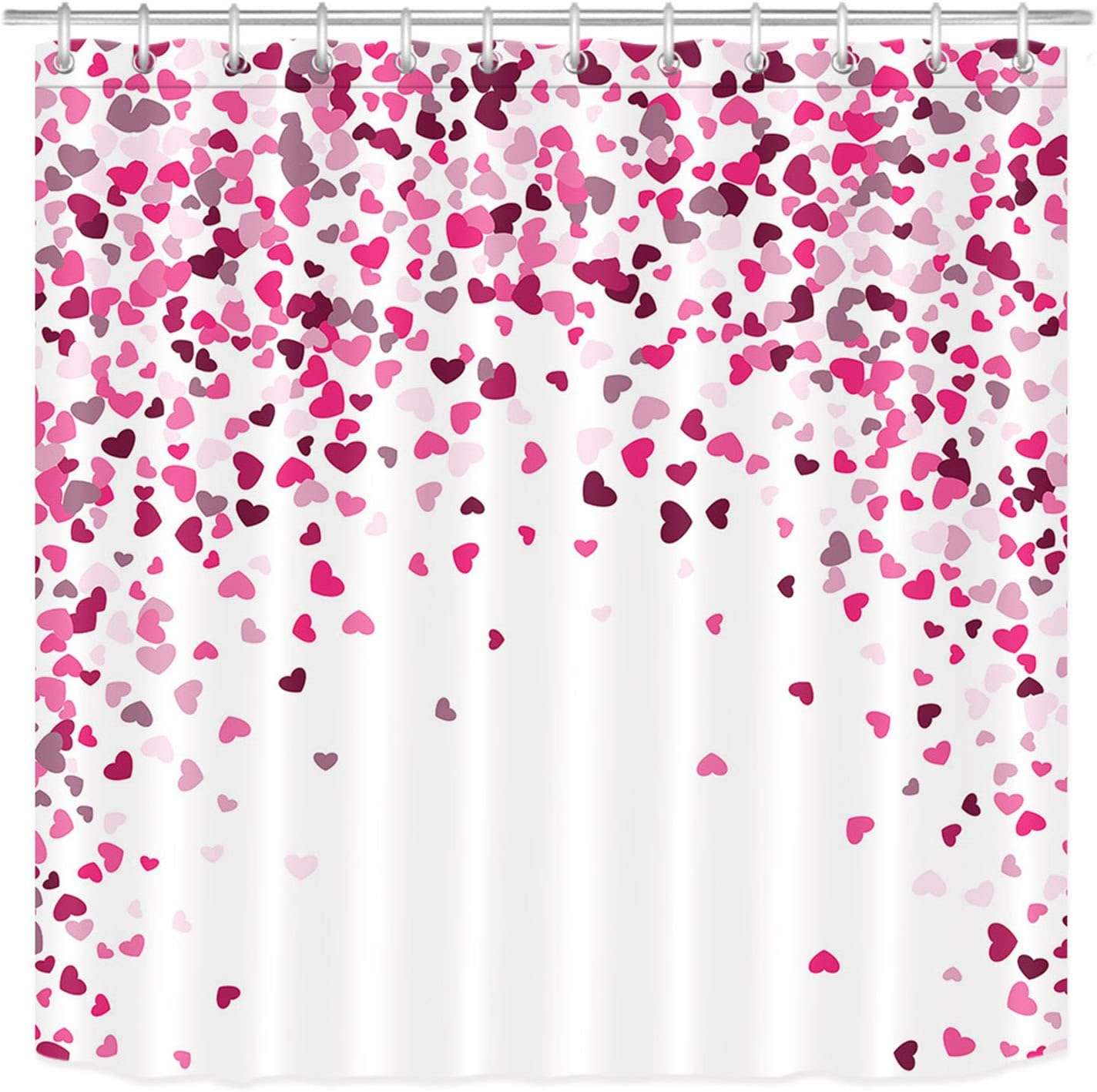 LB Romantic Hearts Shower Curtain Set 72x72 Waterproof