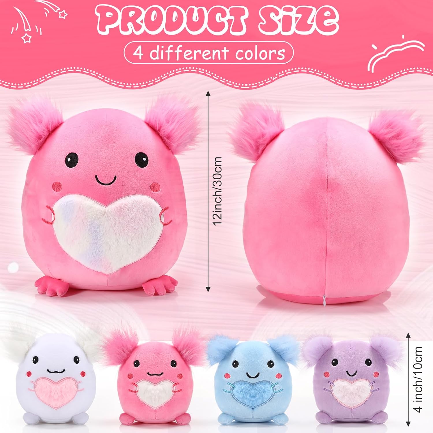 Hiboom Axolotl Plush Pillow Set 5 Pcs 12 Inch