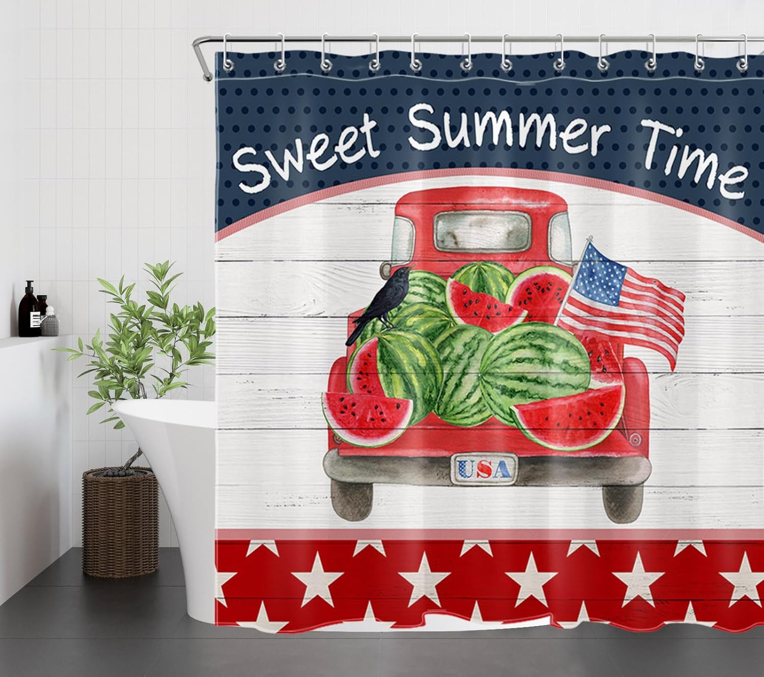 ECOTOB USA American Flag Independence Shower Curtain