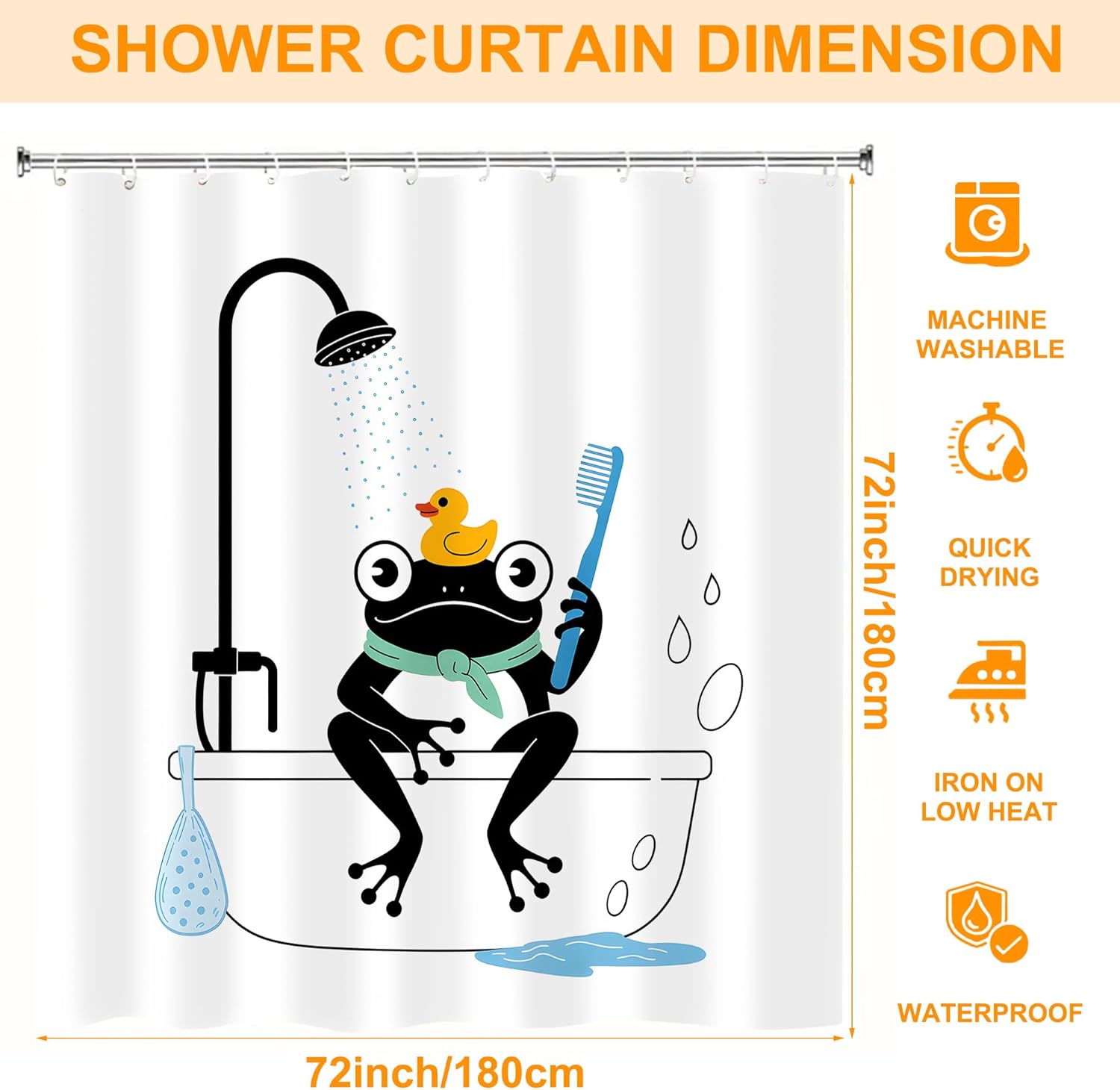 Funny Frog Shower Curtain Set 72x72