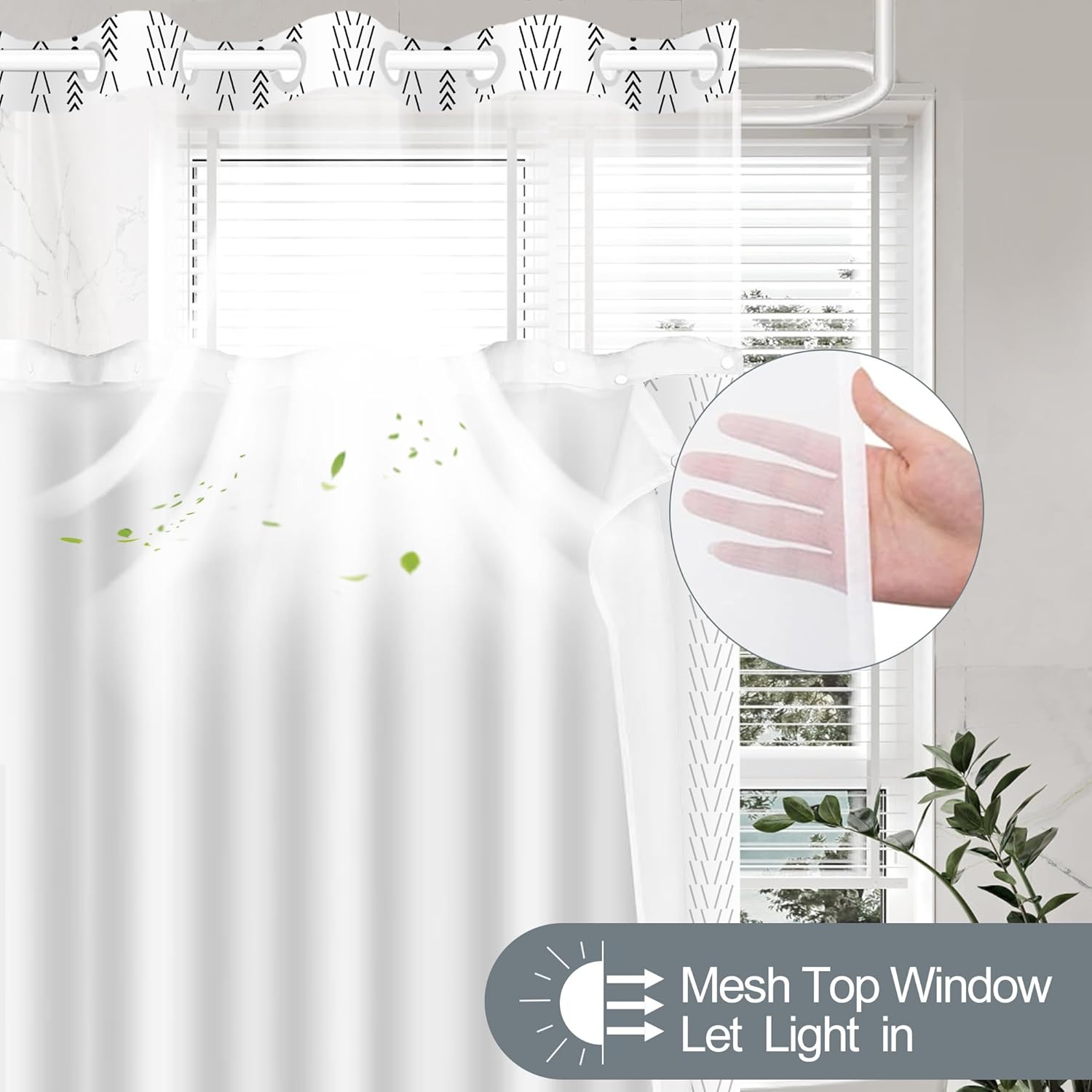 Sleek Bohemian Shower Curtain Set with No Hook Design for Modern Bathroom