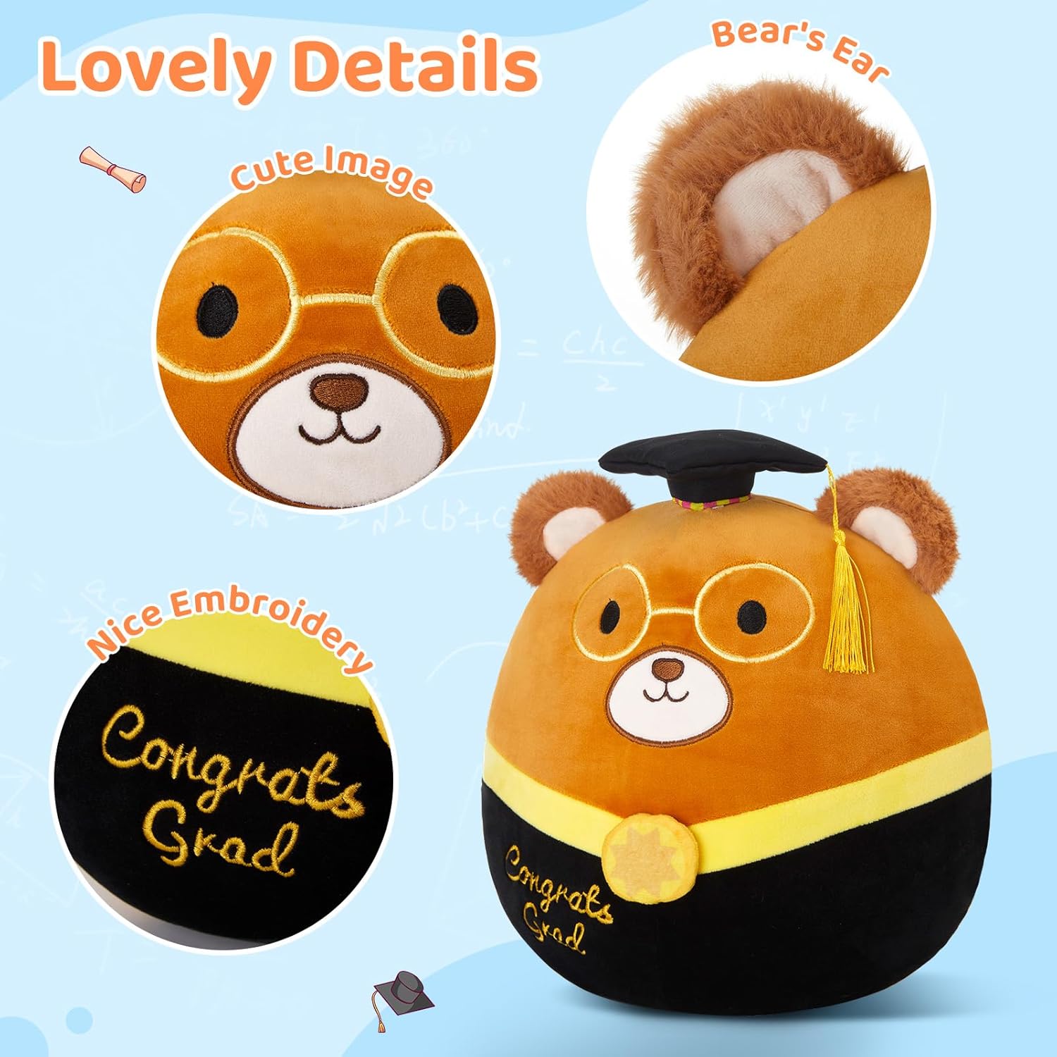 HappySpot 13 Graduation Bear Plush Pillow with Grad Cap