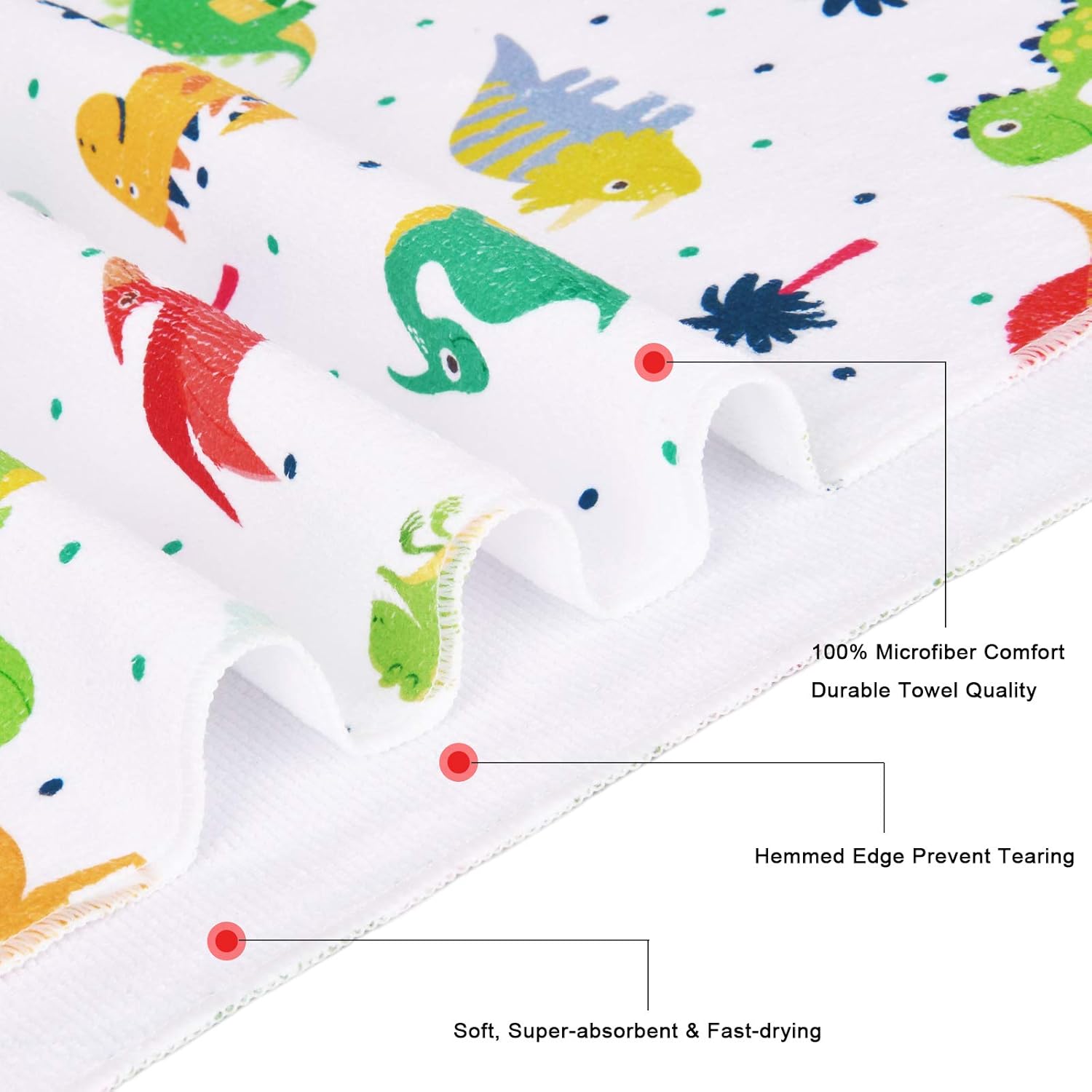 Ikfashoni 7 Piece Cartoon Dinosaur Bath Set with Rug and Towels