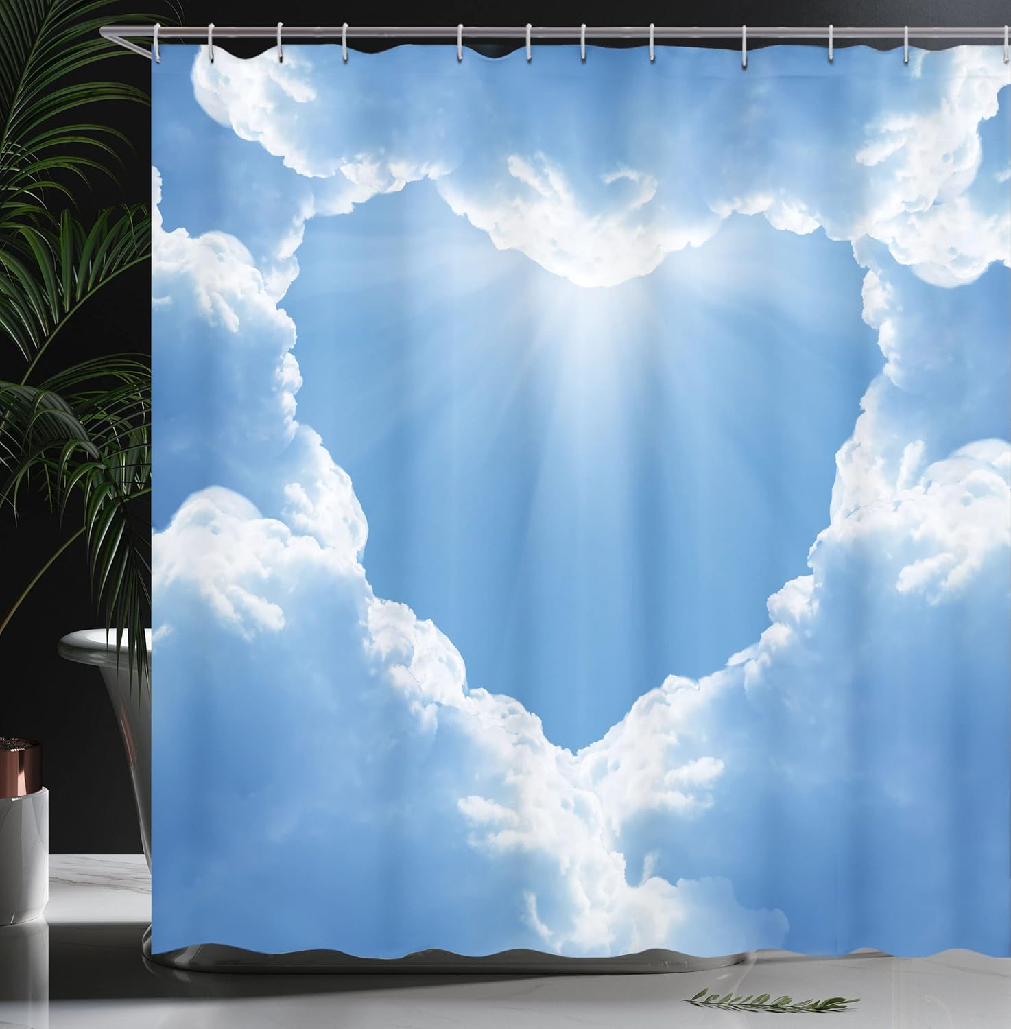 Ambesonne Landscape Shower Curtain Set White Blue