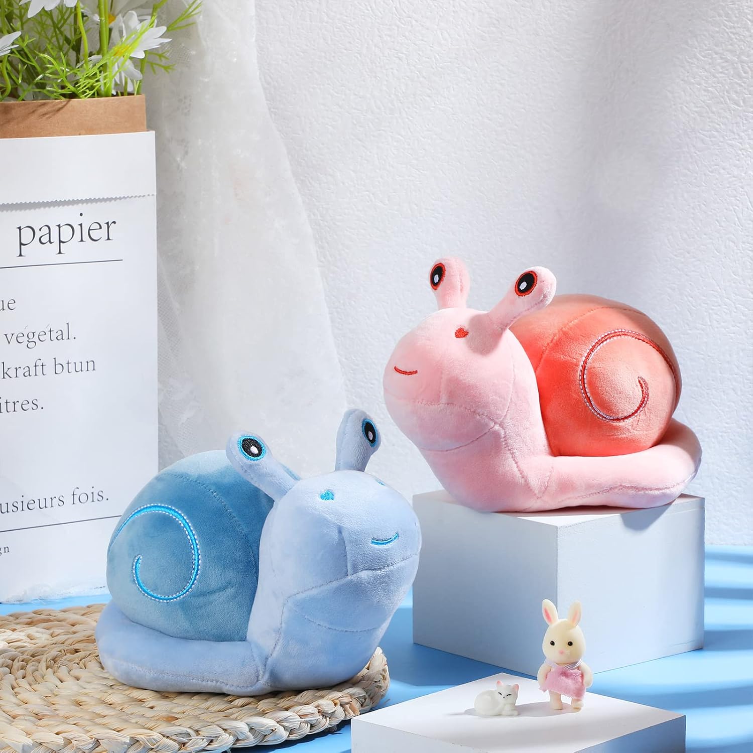 Two-Piece Civaner Pink Blue Snail Plush Pillow
