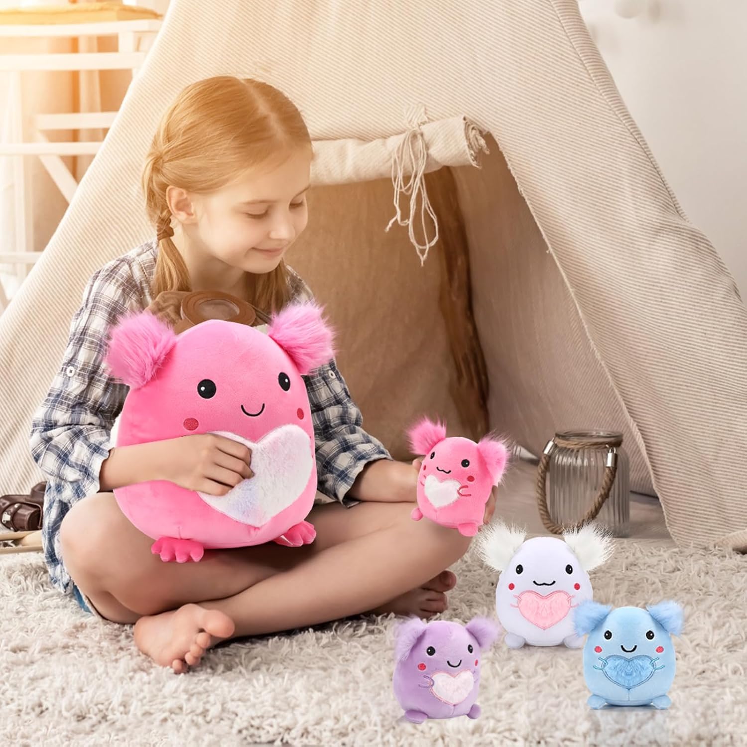 Hiboom Axolotl Plush Pillow Set 5 Pcs 12 Inch