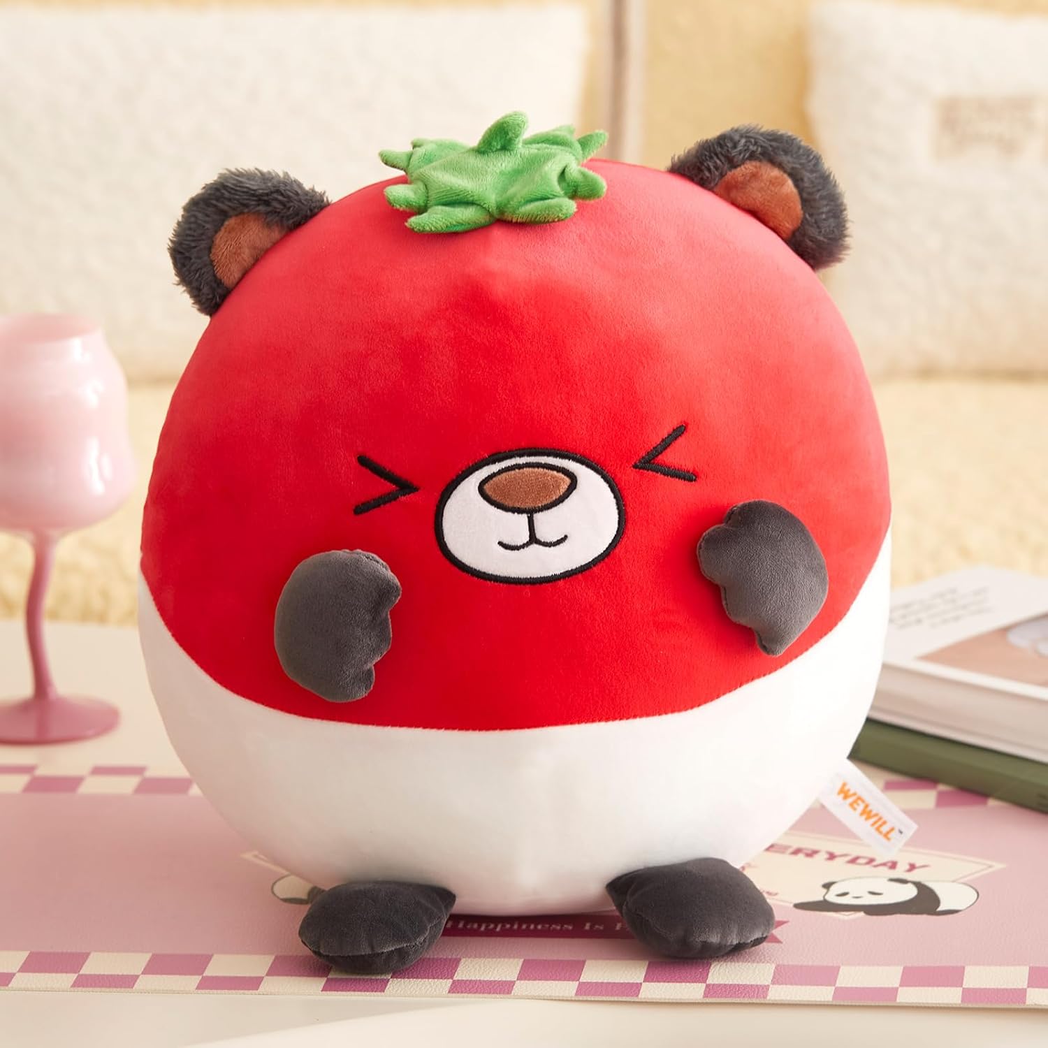 WEWILL 12 Inch Cute Tomato Bear Plush Pillow Toy