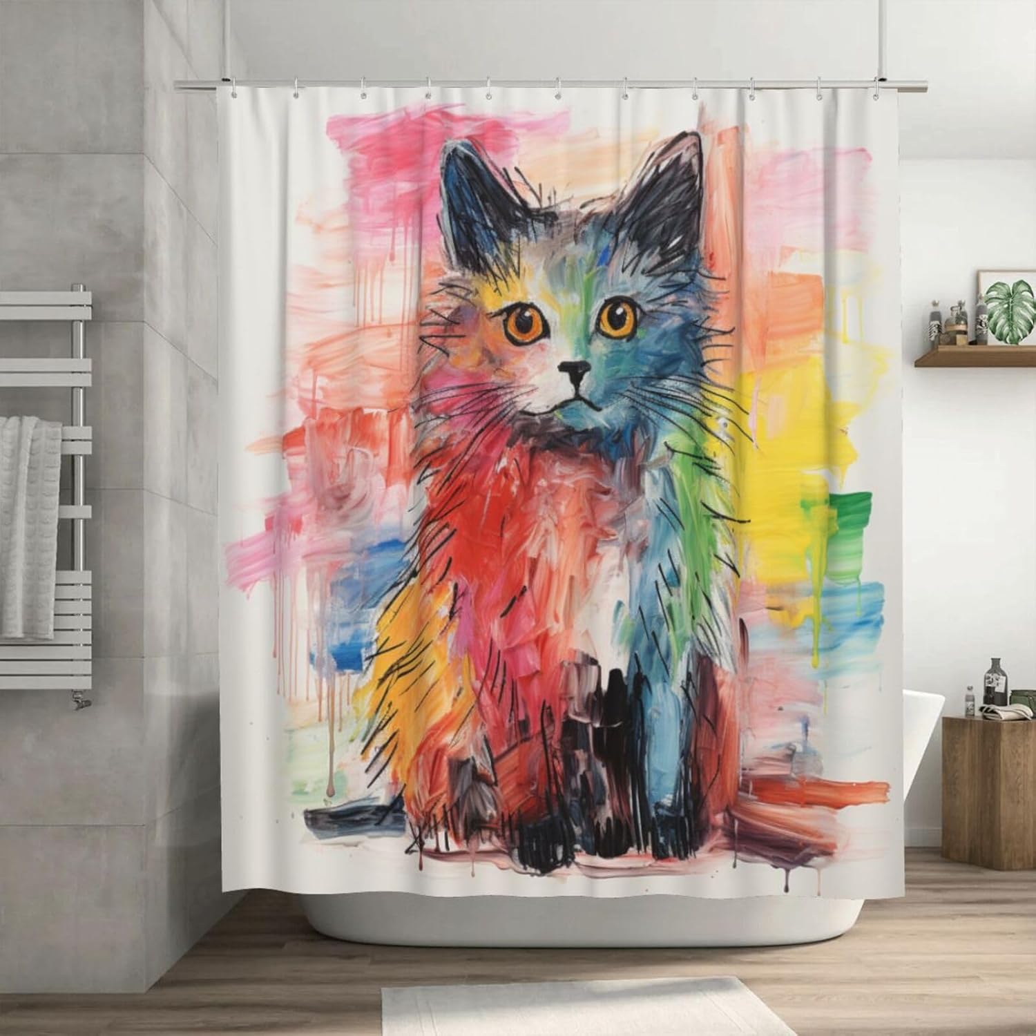 Brighten bath with Animal Cat 12-Hook Set - Durable Design