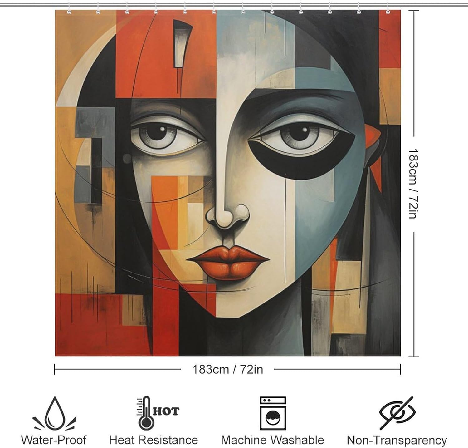 DAOWANGZUO Boho Face Shower Curtain Set Luxury Oil Painting Design