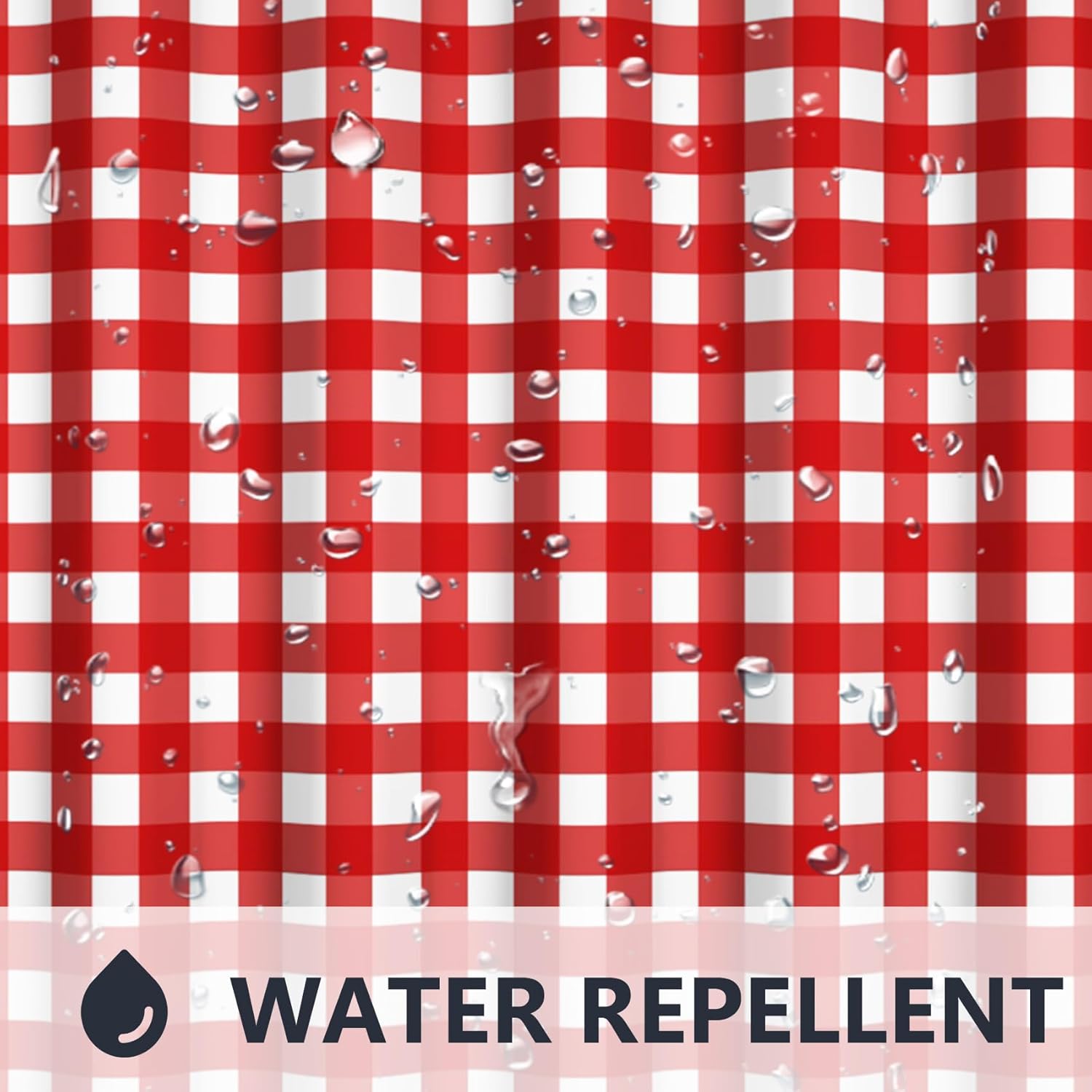 Renaiss 60x72 Inch Red Plaid Geometric Check Shower Curtain
