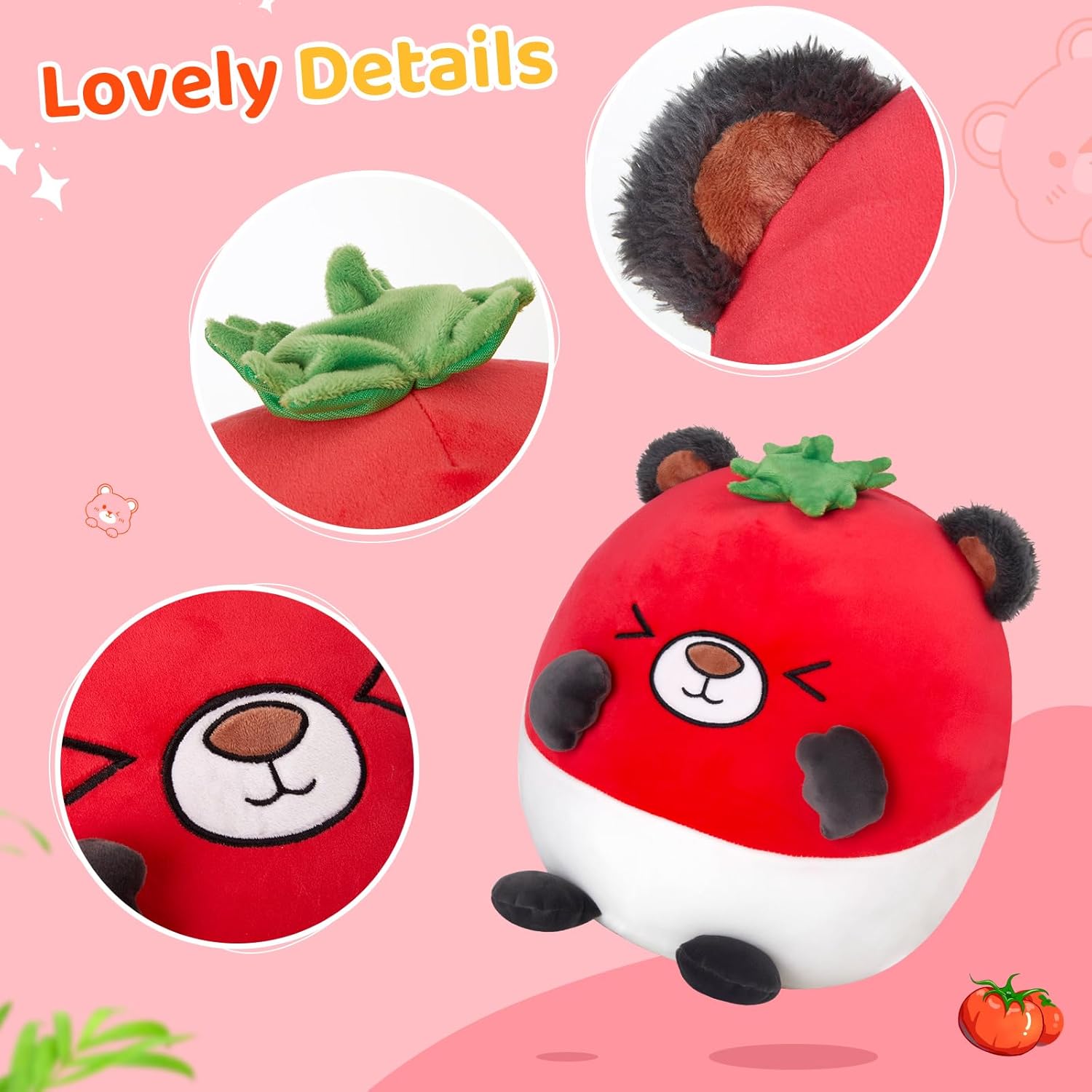 WEWILL 12 Inch Cute Tomato Bear Plush Pillow Toy
