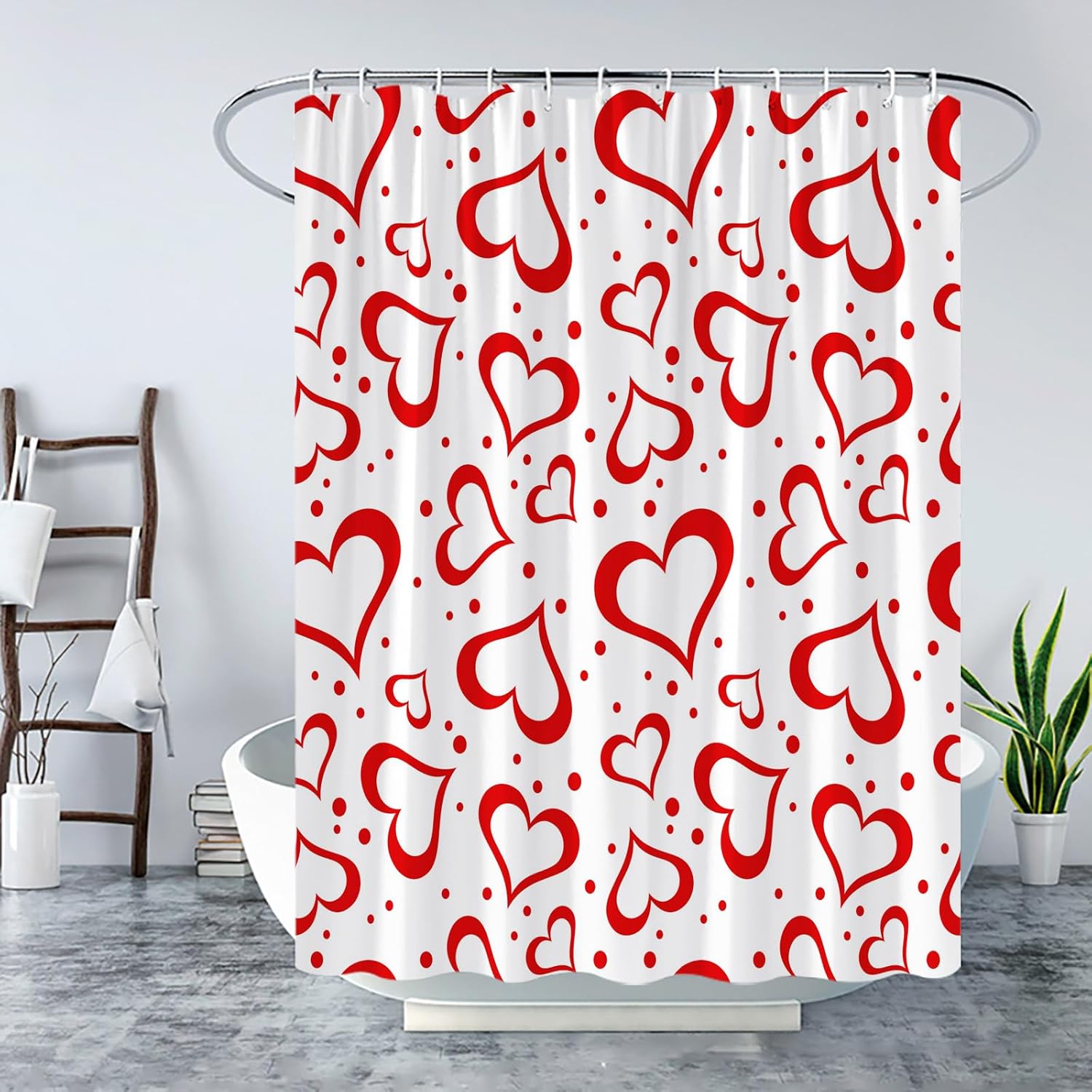 Romantic Valentines Love Heart Heavy Duty Showers Red Heart Polka Dots