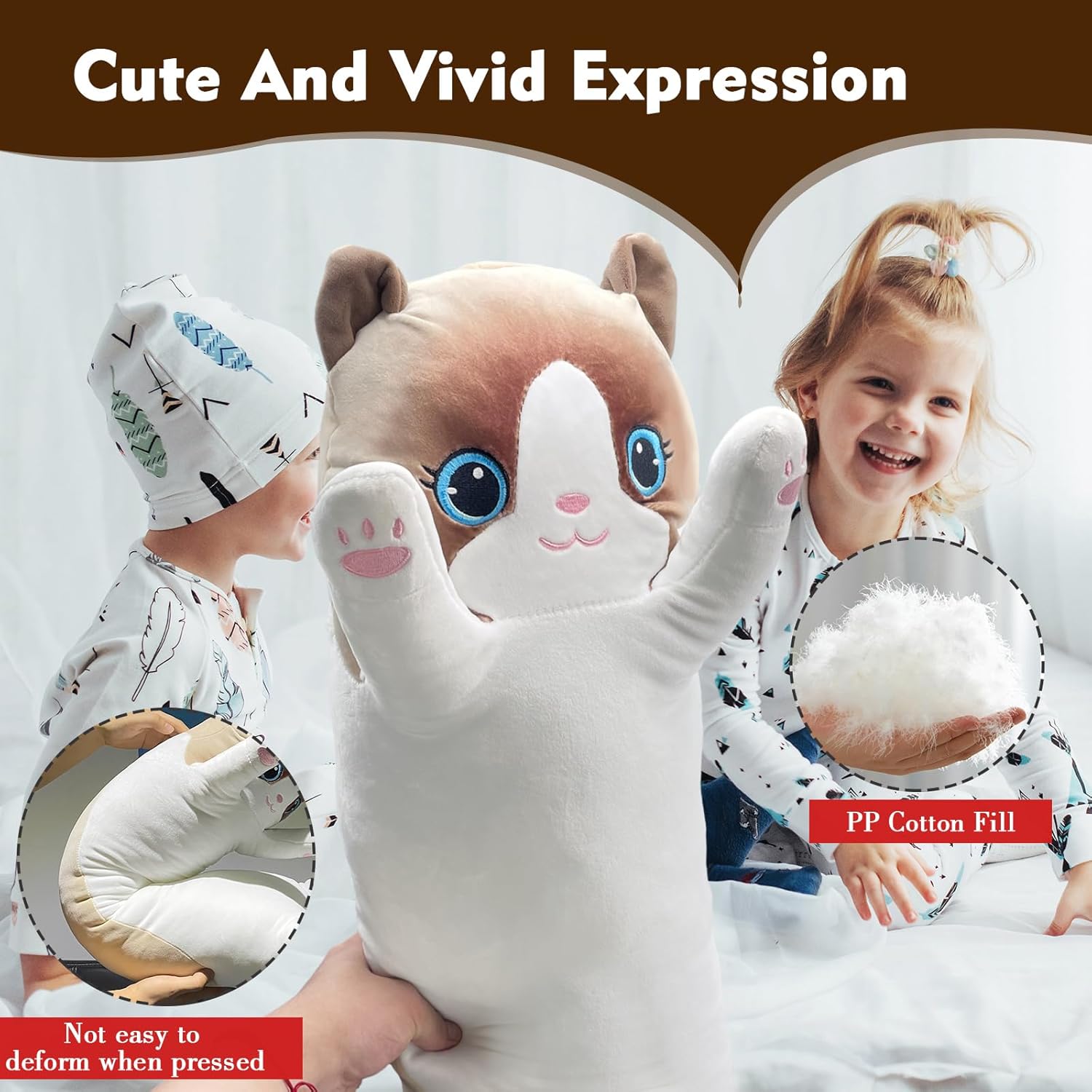 Long Cat Plush Pillow 196in Cute White Cat Plushie Body Pillow